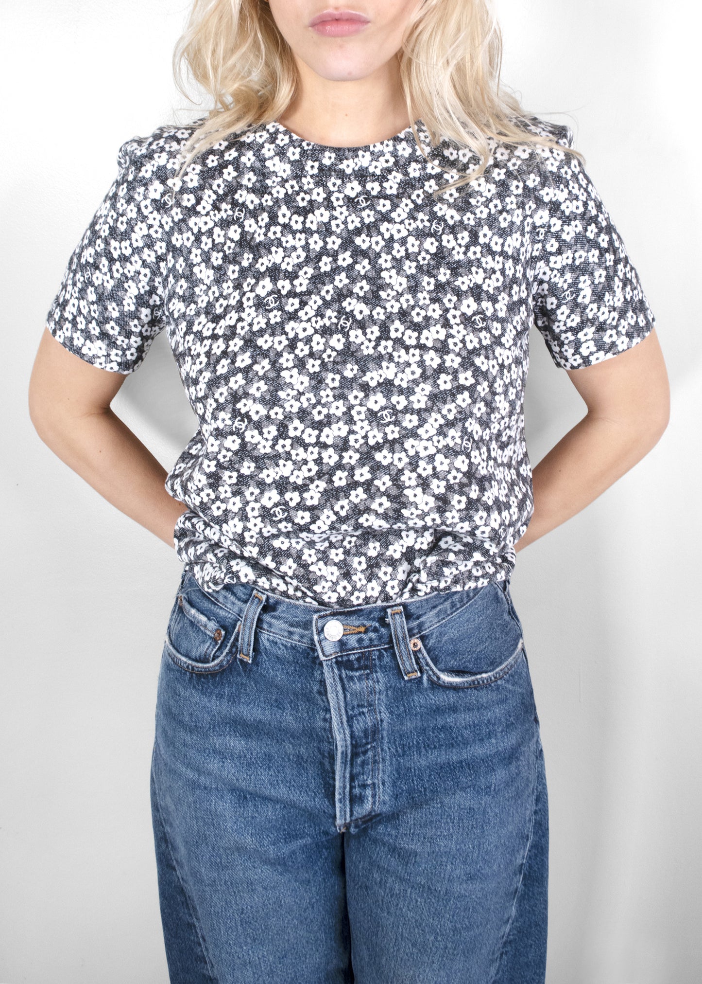 Chanel 24b Floral Logo knit top