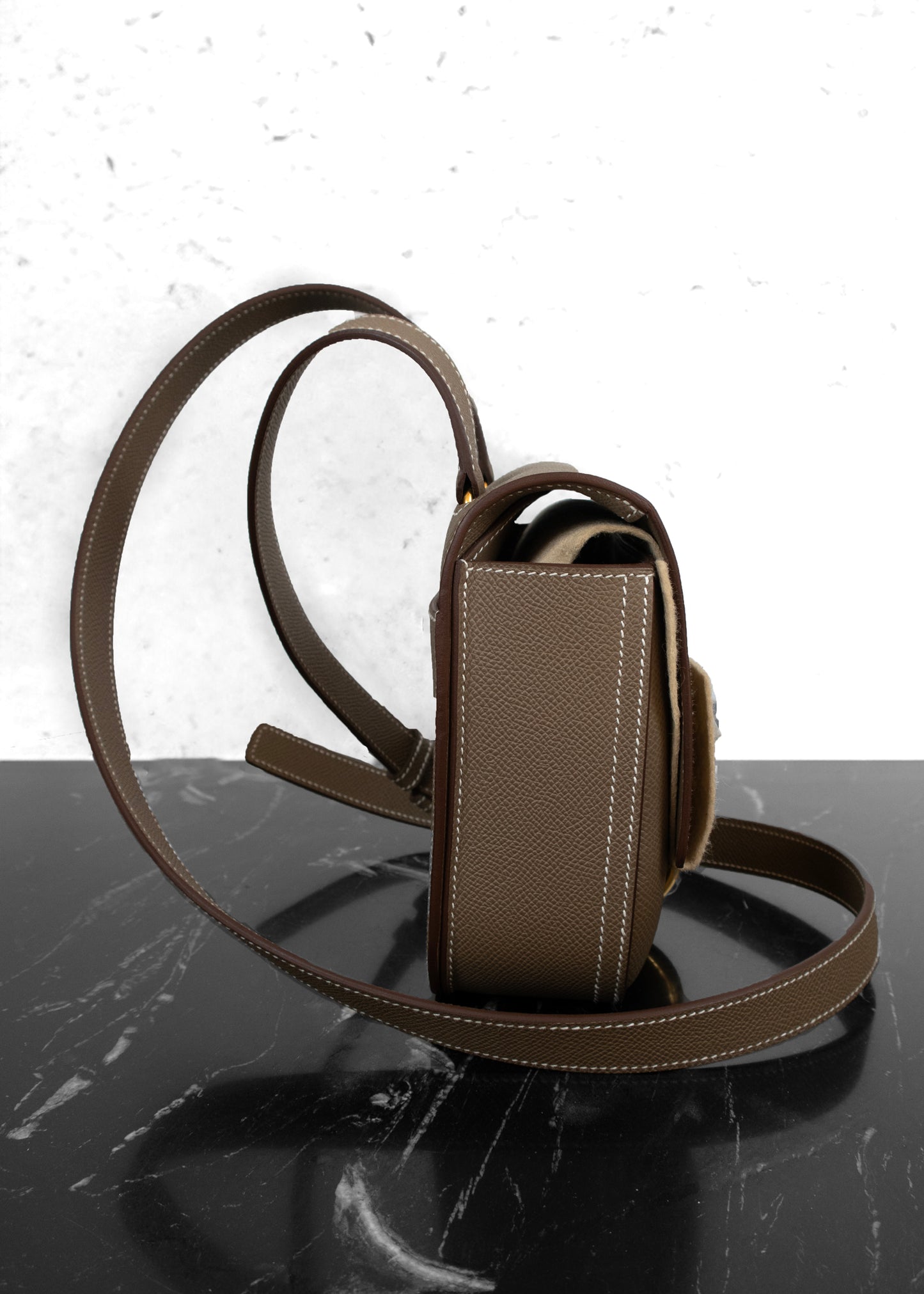 Hermès NIB Etoupe Mini Della Cavalleria Crossbody Bag