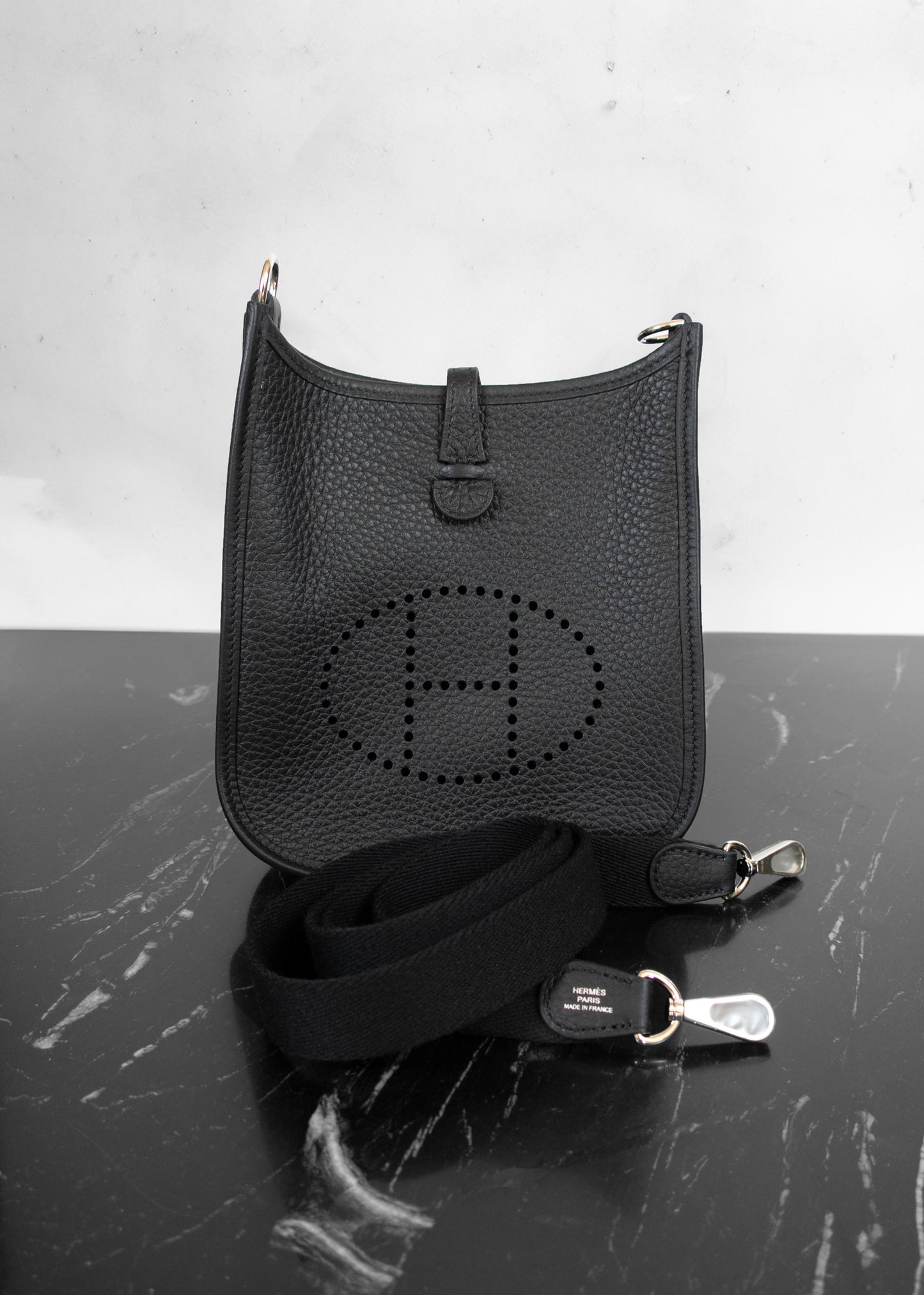 Hermès Mini Evelyne TPM Bag Black Clemence Leather