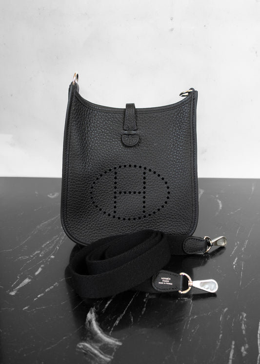 Hermès Mini Evelyne TPM Bag Black Clemence Leather