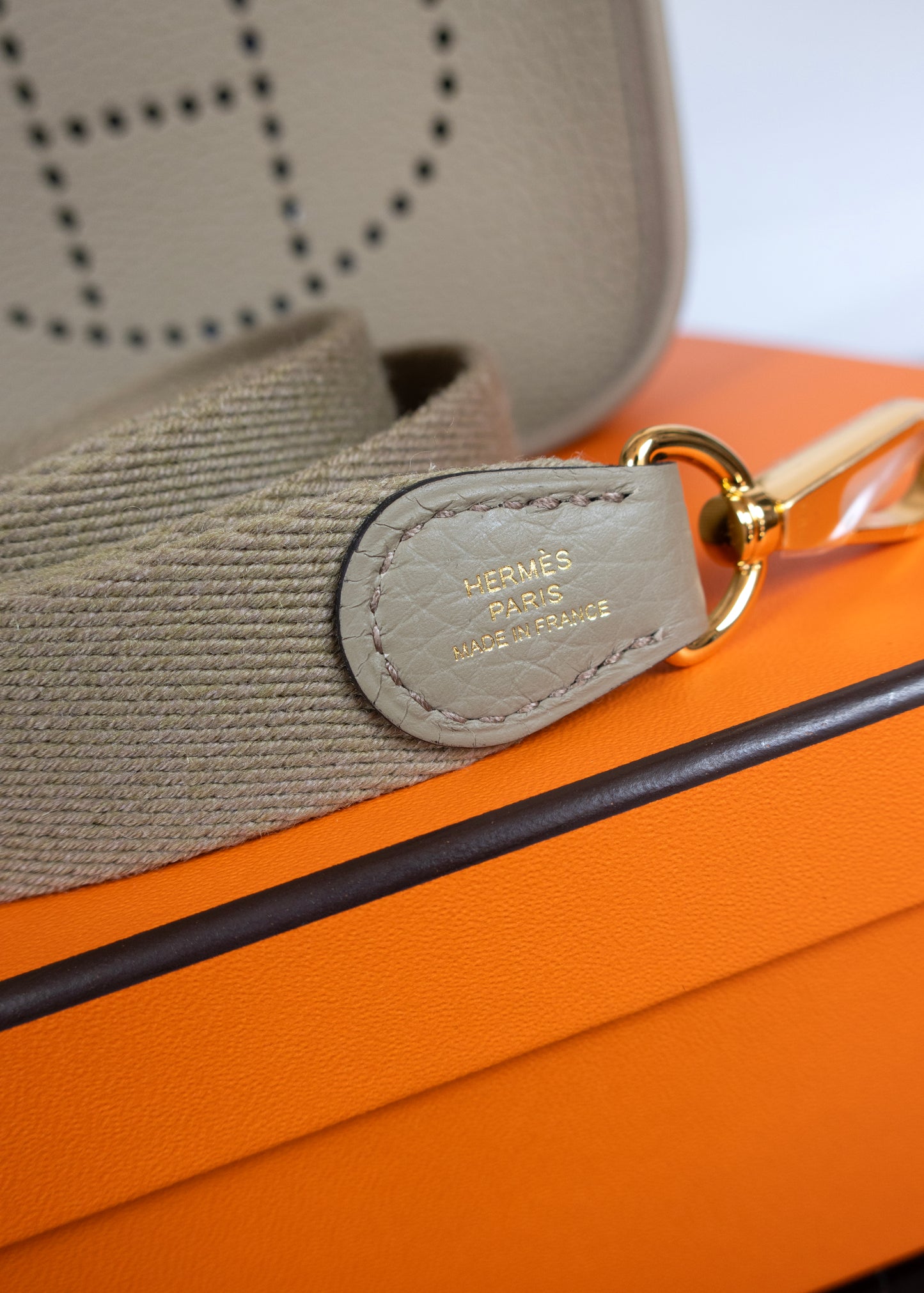 Hermès Mini Evelyne TPM Bag Beige Clemence Leather