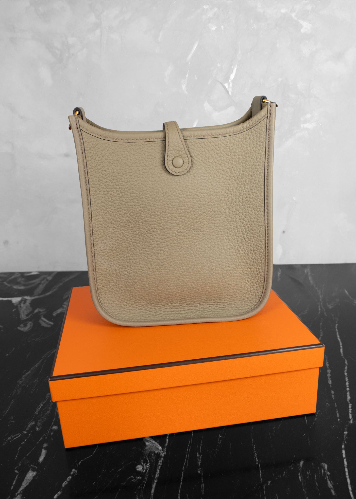 Hermès Mini Evelyne TPM Bag Beige Clemence Leather