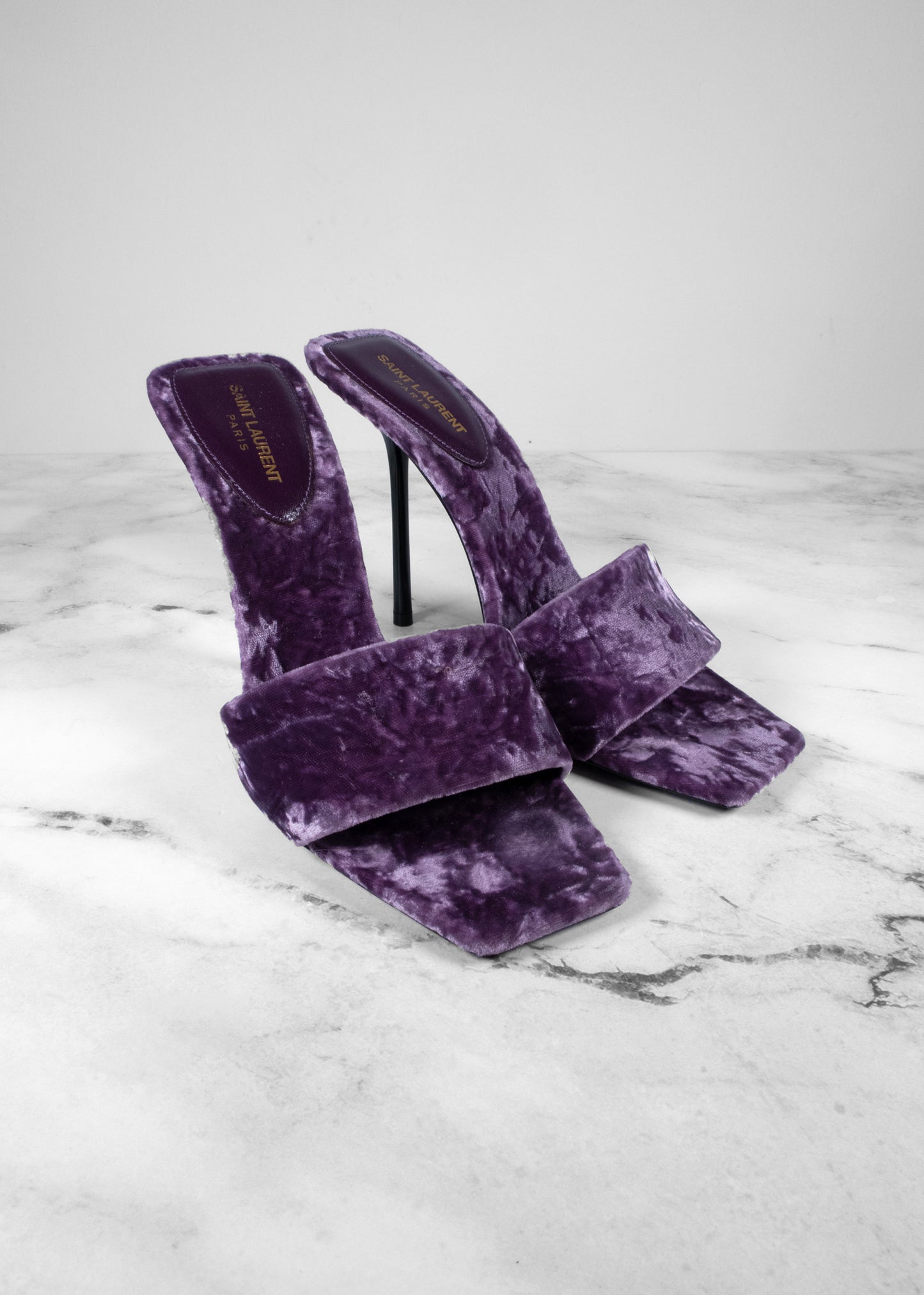 Saint Laurent Velvet Baliqua 105 Mule Sandals