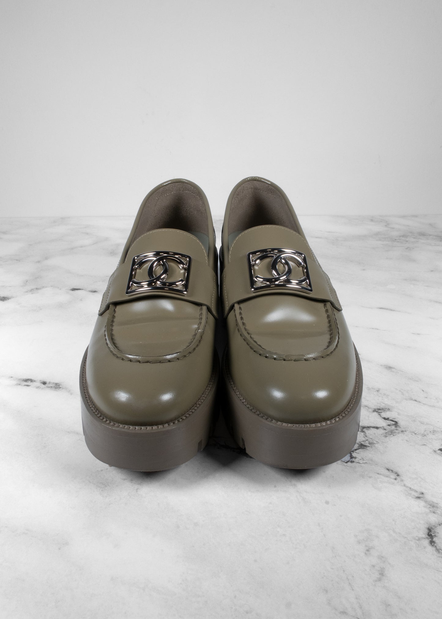 Chanel Calfskin Metal CC Loafers
