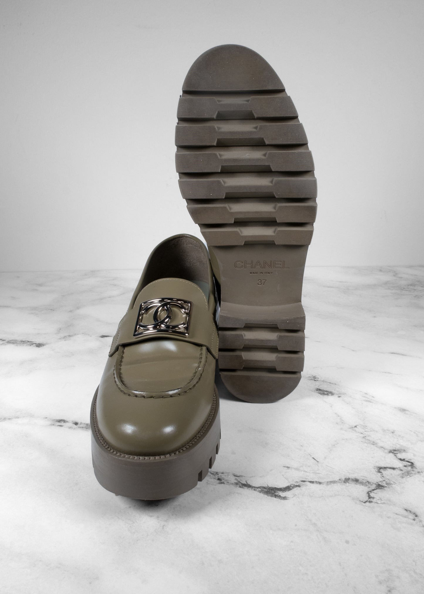 Chanel Calfskin Metal CC Loafers