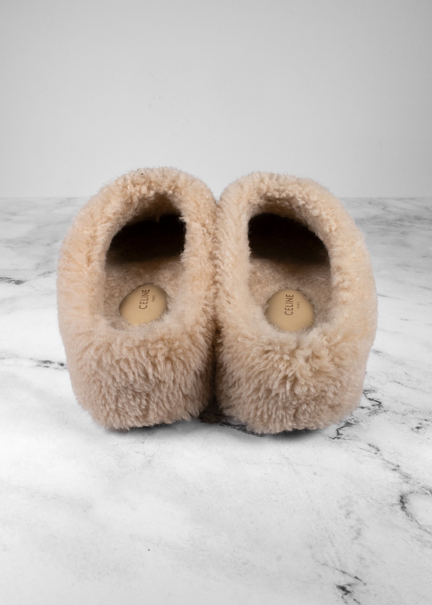 Celine Shearling Fur Mules