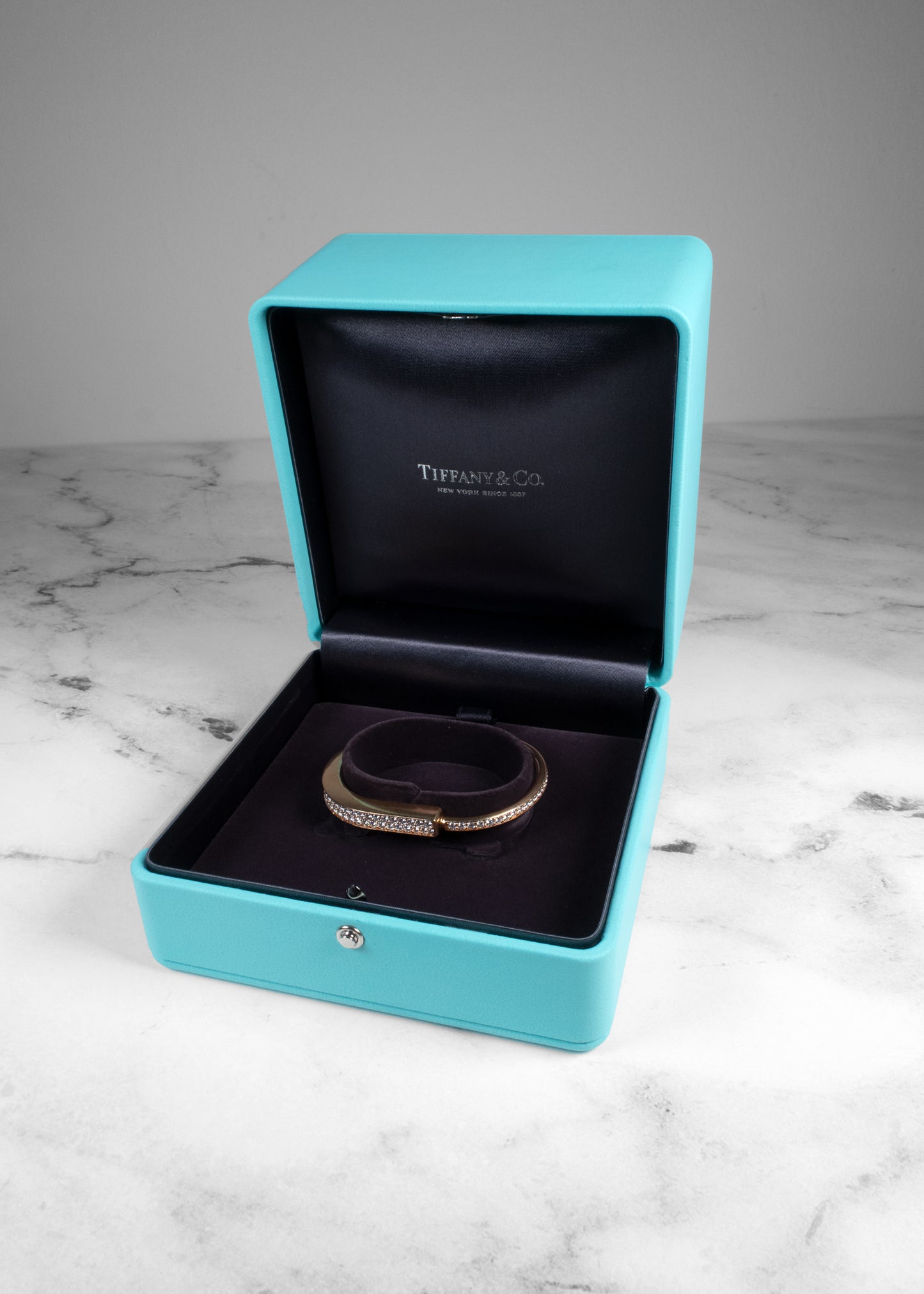 Tiffany Lock Bangle in Yellow Gold with Full Pavé Diamonds