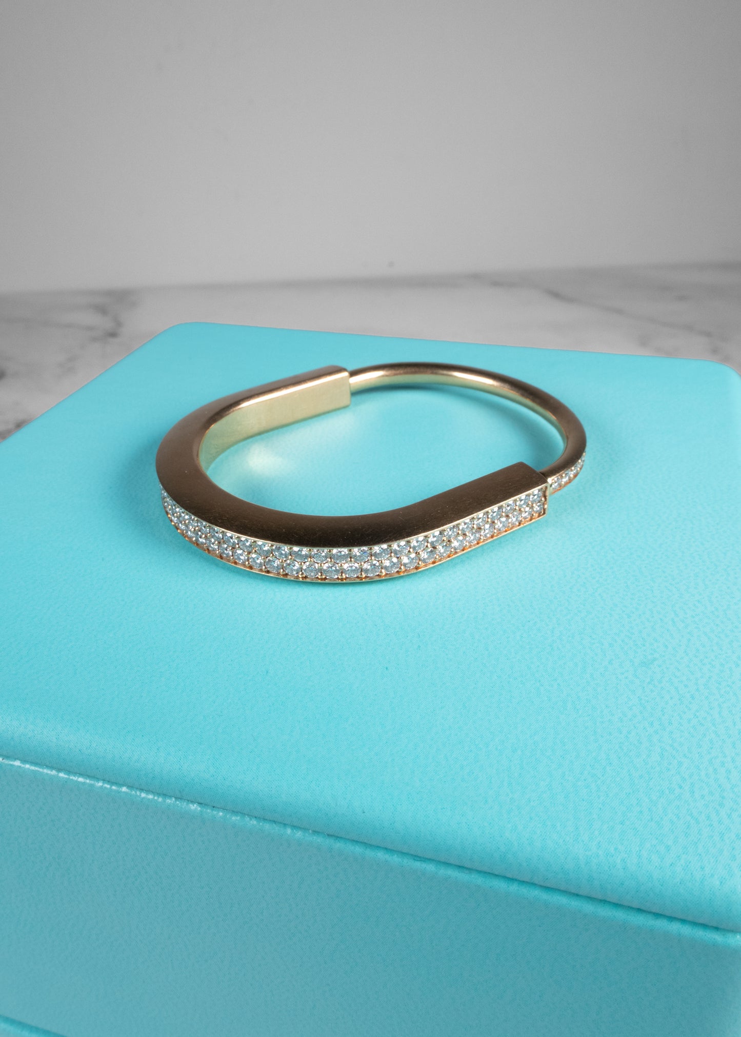 Tiffany Lock Bangle in Yellow Gold with Full Pavé Diamonds