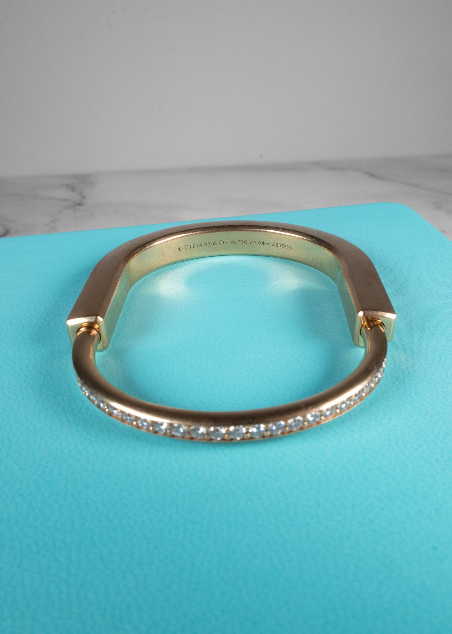 Tiffany Lock Bangle in Yellow Gold with Full Pavé Diamonds