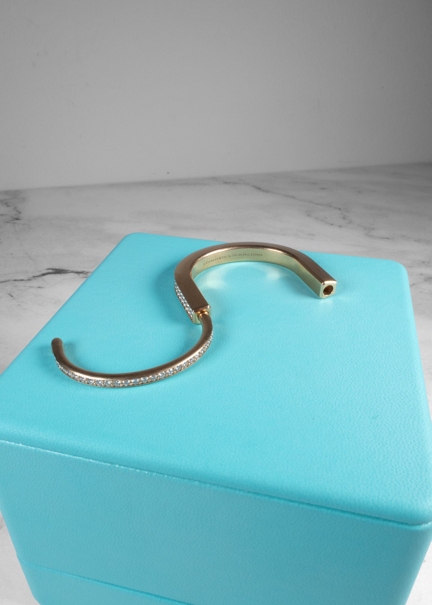 Tiffany Lock Bangle in Yellow Gold with Full Pavé Diamonds