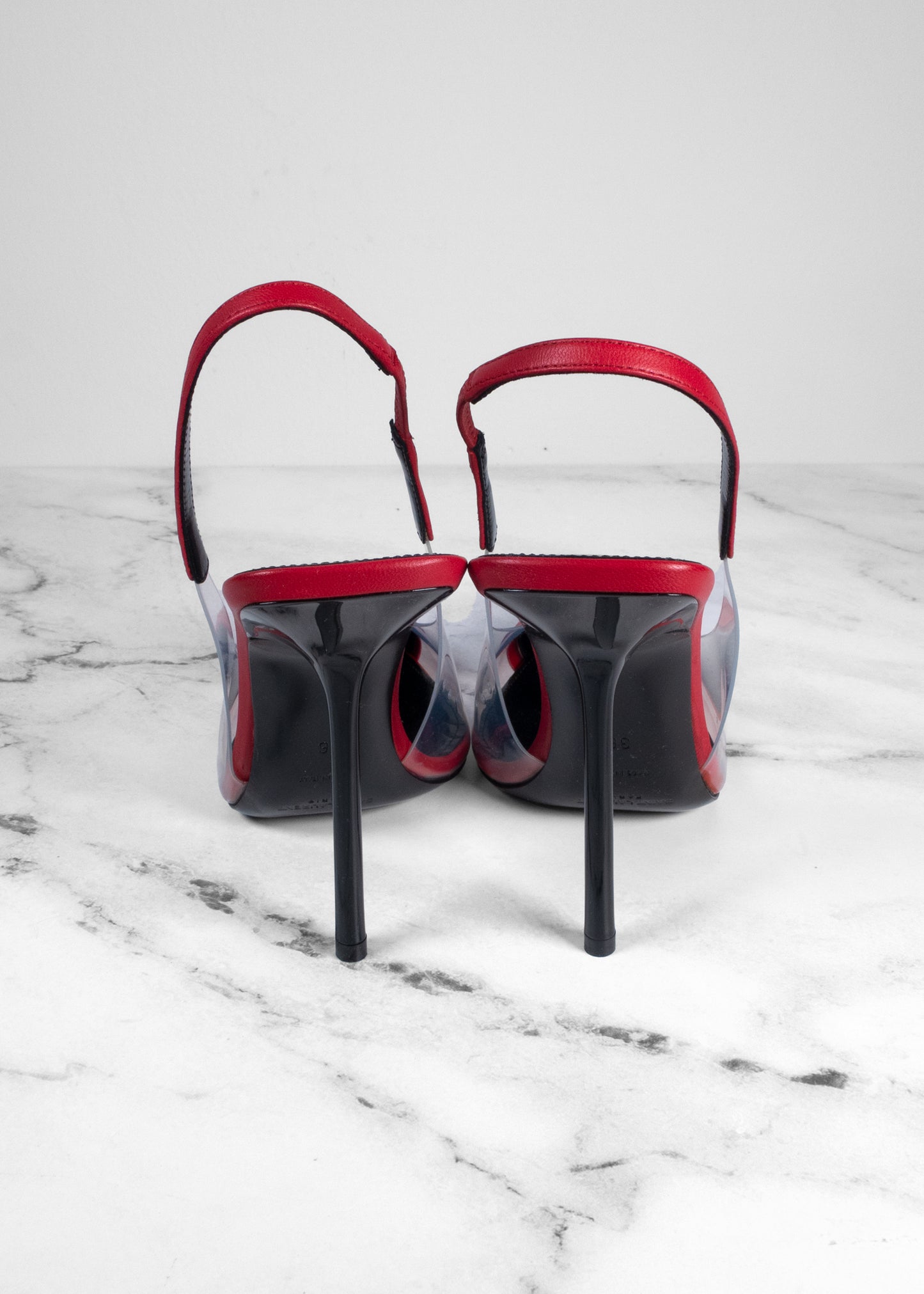 Saint Laurent Calfskin PVC Chica 115 Slingback Pumps