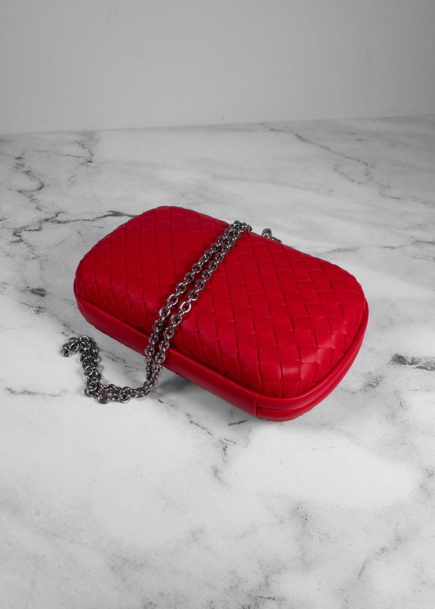 Bottega Veneta Nappa Intrecciato Chain Knot Clutch