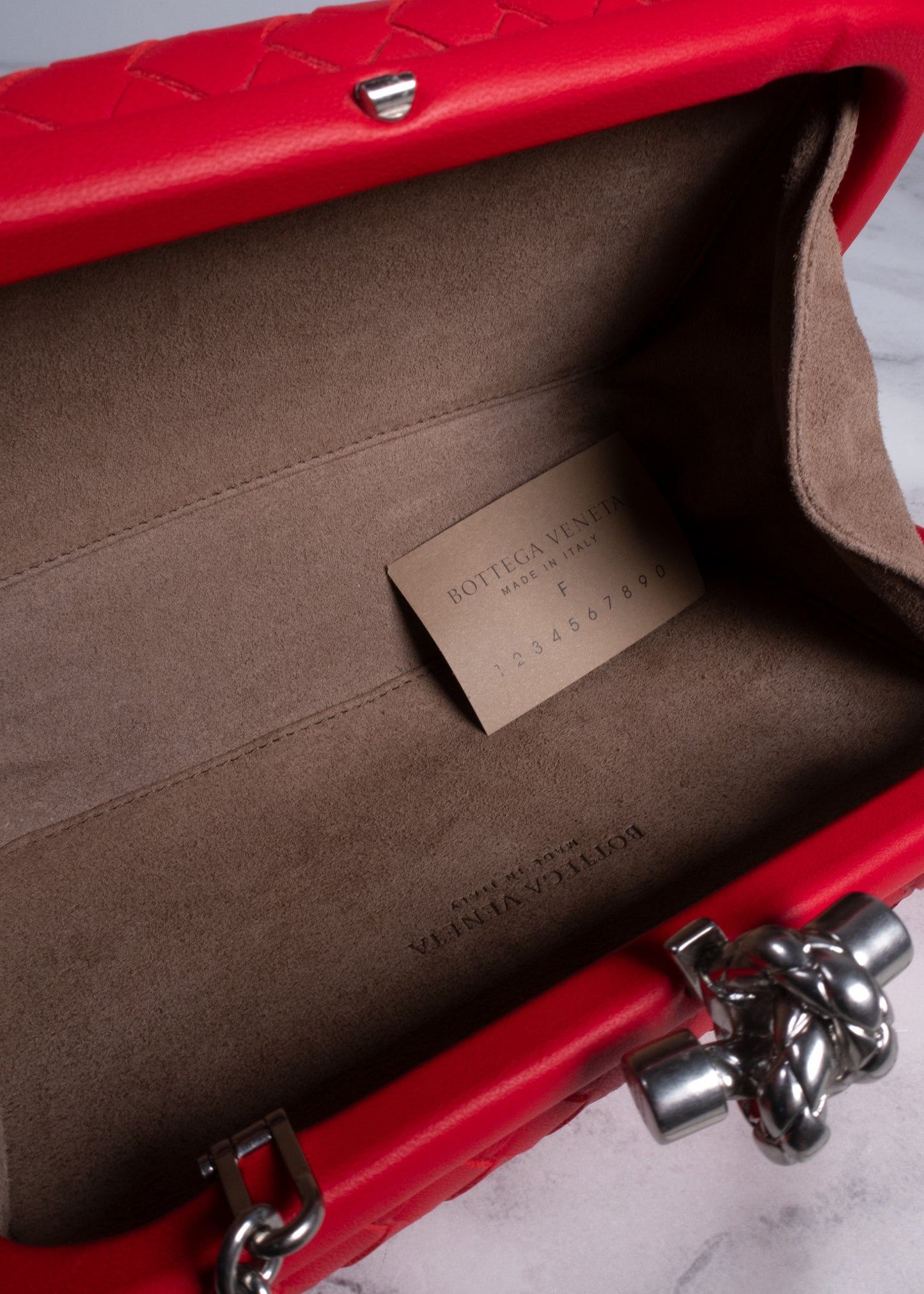 Bottega Veneta Nappa Intrecciato Chain Knot Clutch