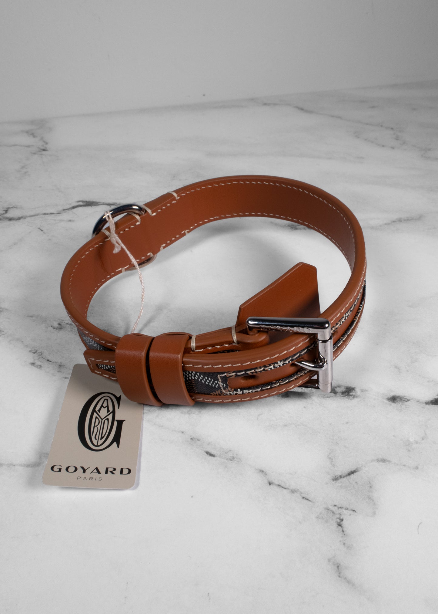 Goyard Black/Brown Chevron Print Franklin Collar