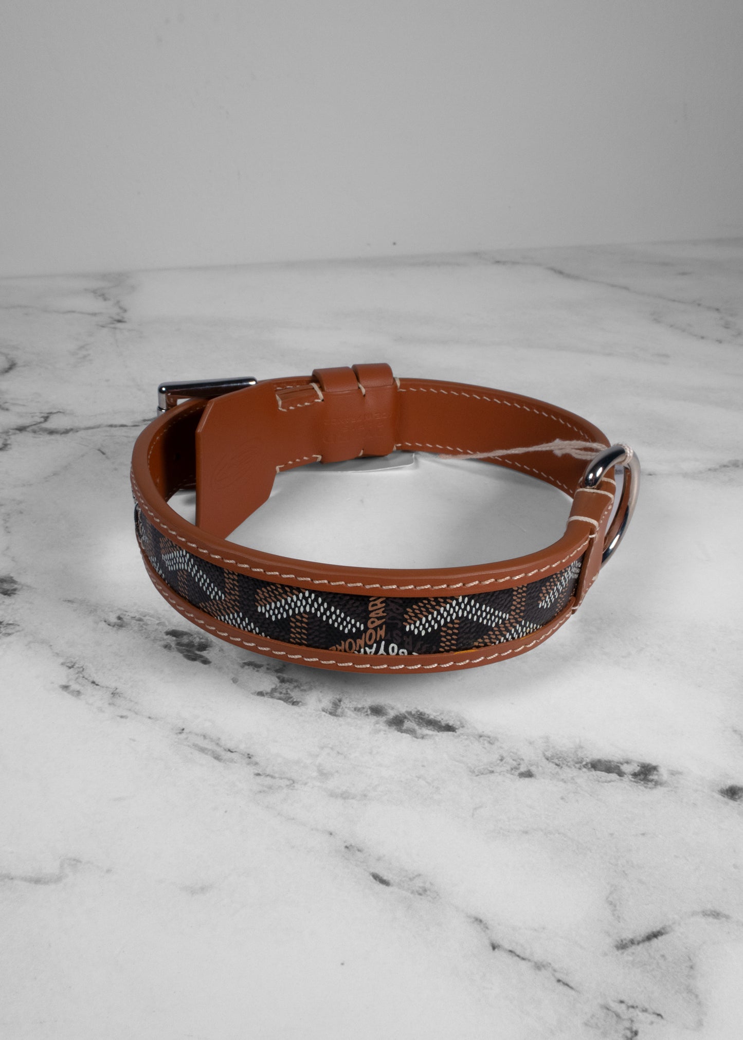 Goyard Black/Brown Chevron Print Franklin Collar
