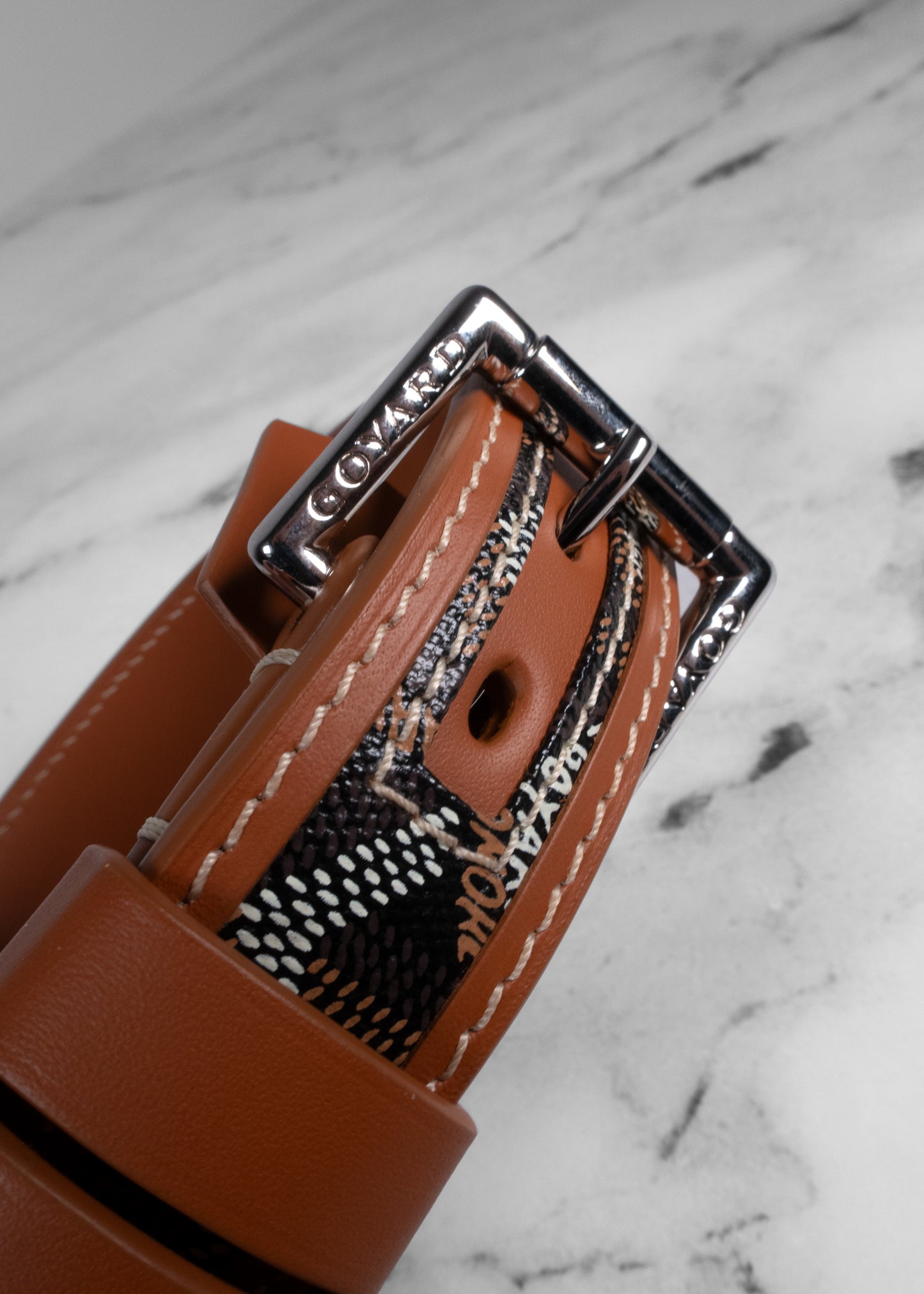 Goyard Black/Brown Chevron Print Franklin Collar