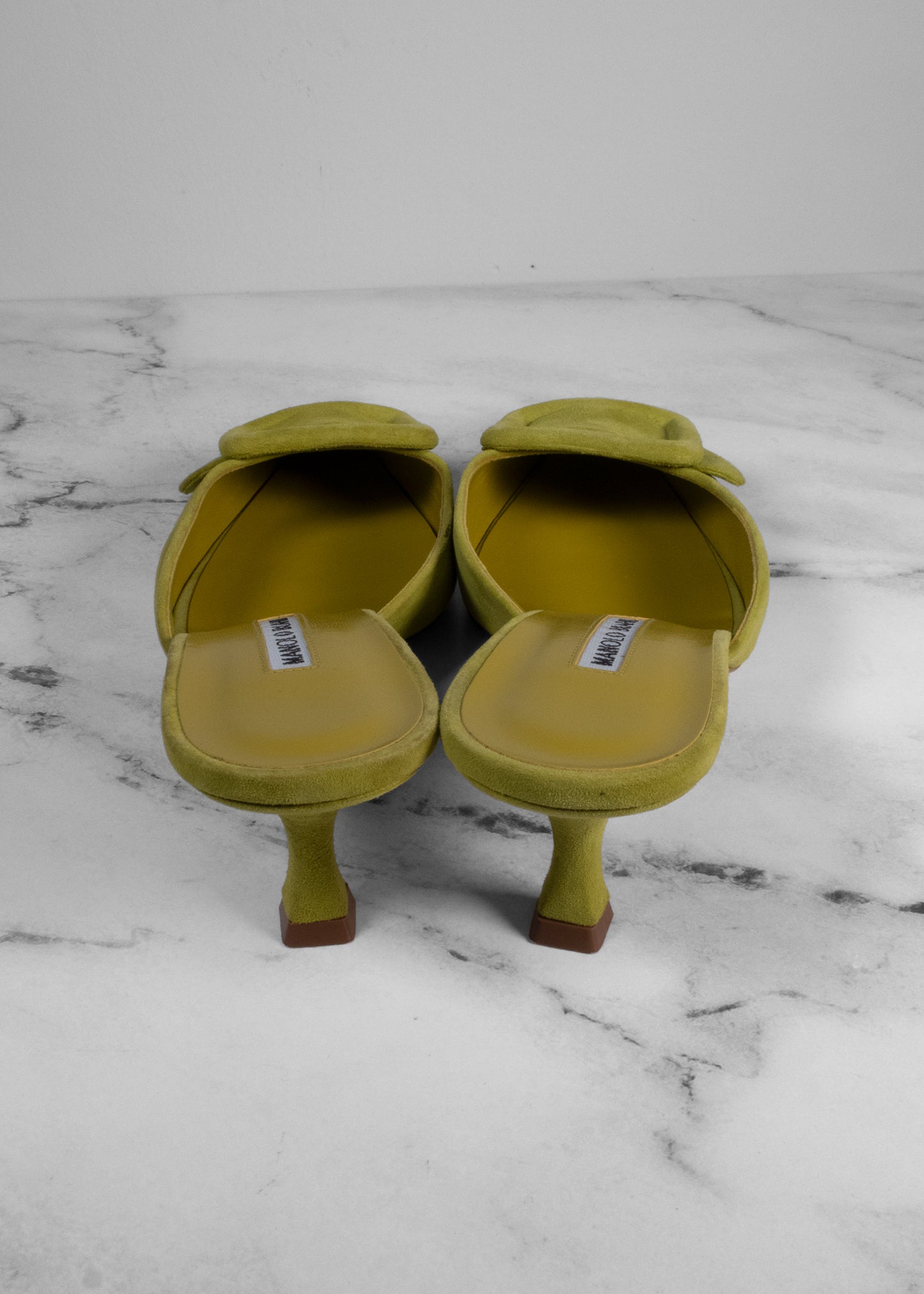 Manolo Blahnik Green Maysale 50 Mules