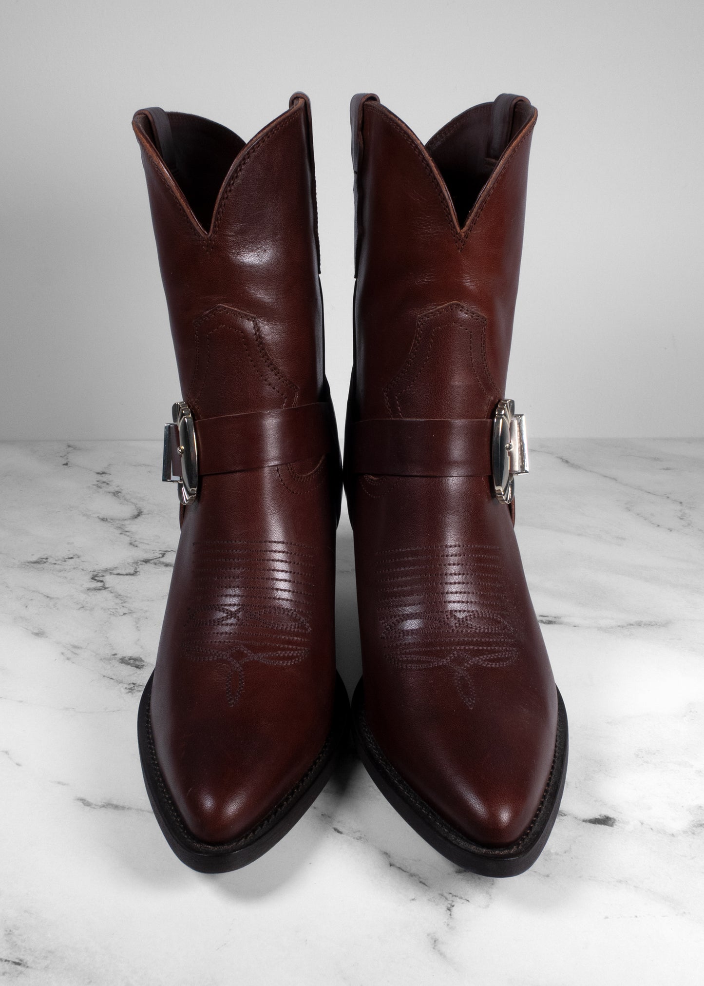 Partlow Charlotte Leather Buckle Western Booties