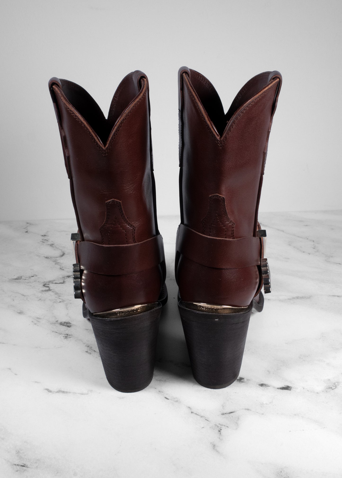 Partlow Charlotte Leather Buckle Western Booties