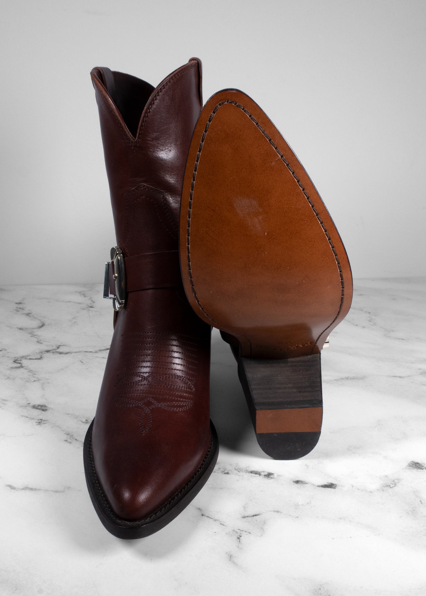 Partlow Charlotte Leather Buckle Western Booties