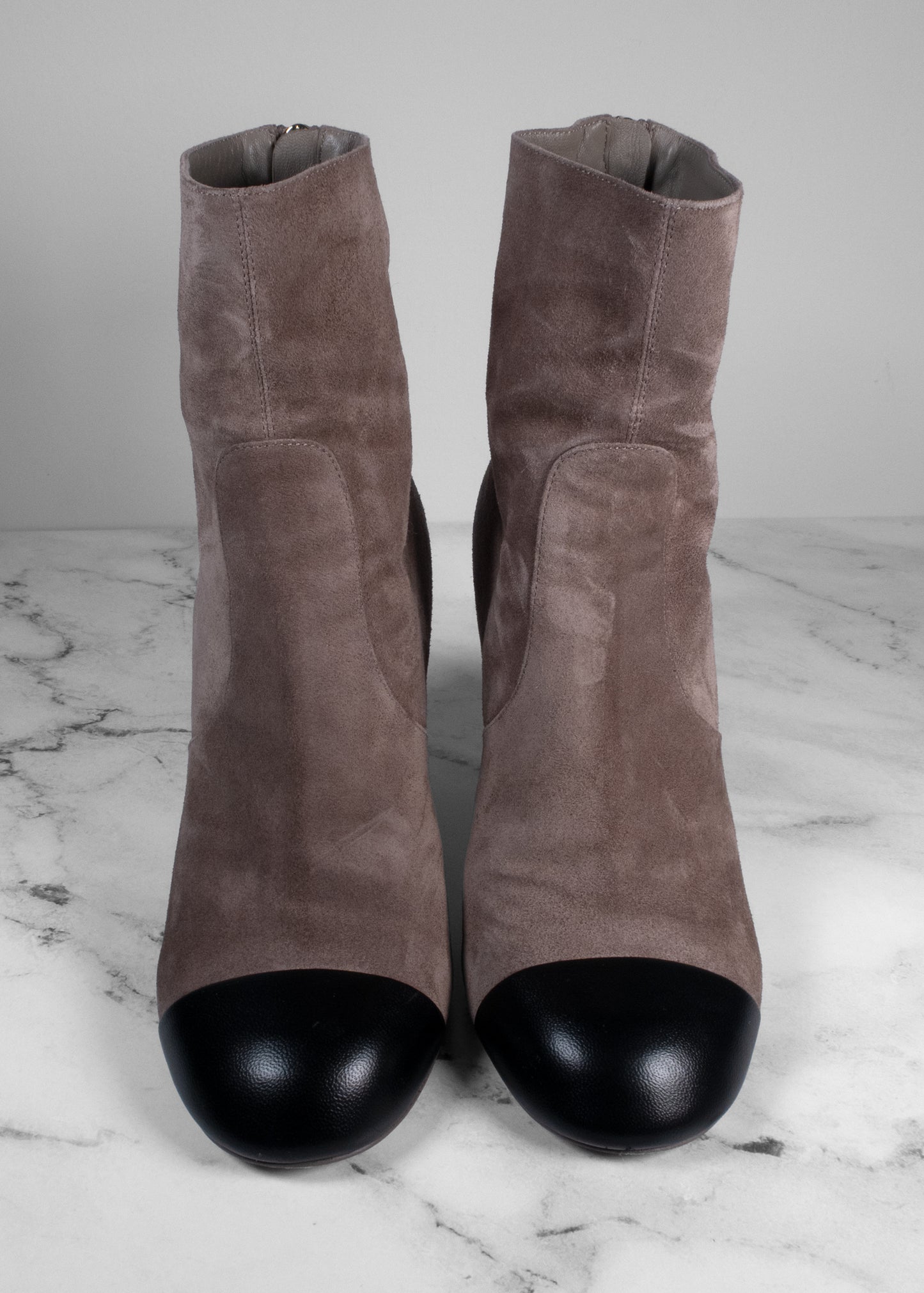 Chanel Suede Calfskin Satin Gabrielle Cap Toe Short Boots