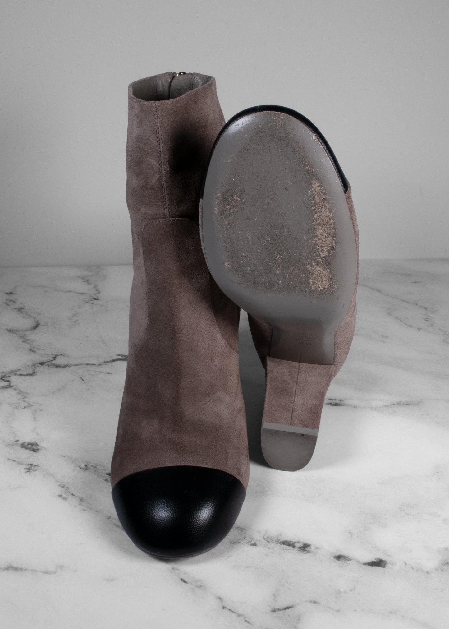 Chanel Suede Calfskin Satin Gabrielle Cap Toe Short Boots