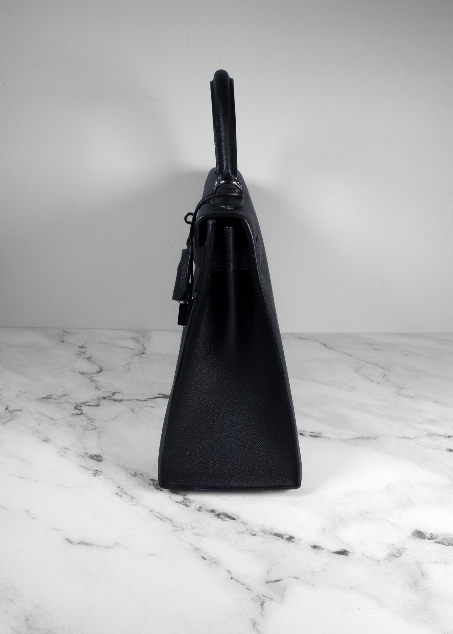 Hermès Kelly Sellier 32 Black Epsom Palladium Hardware