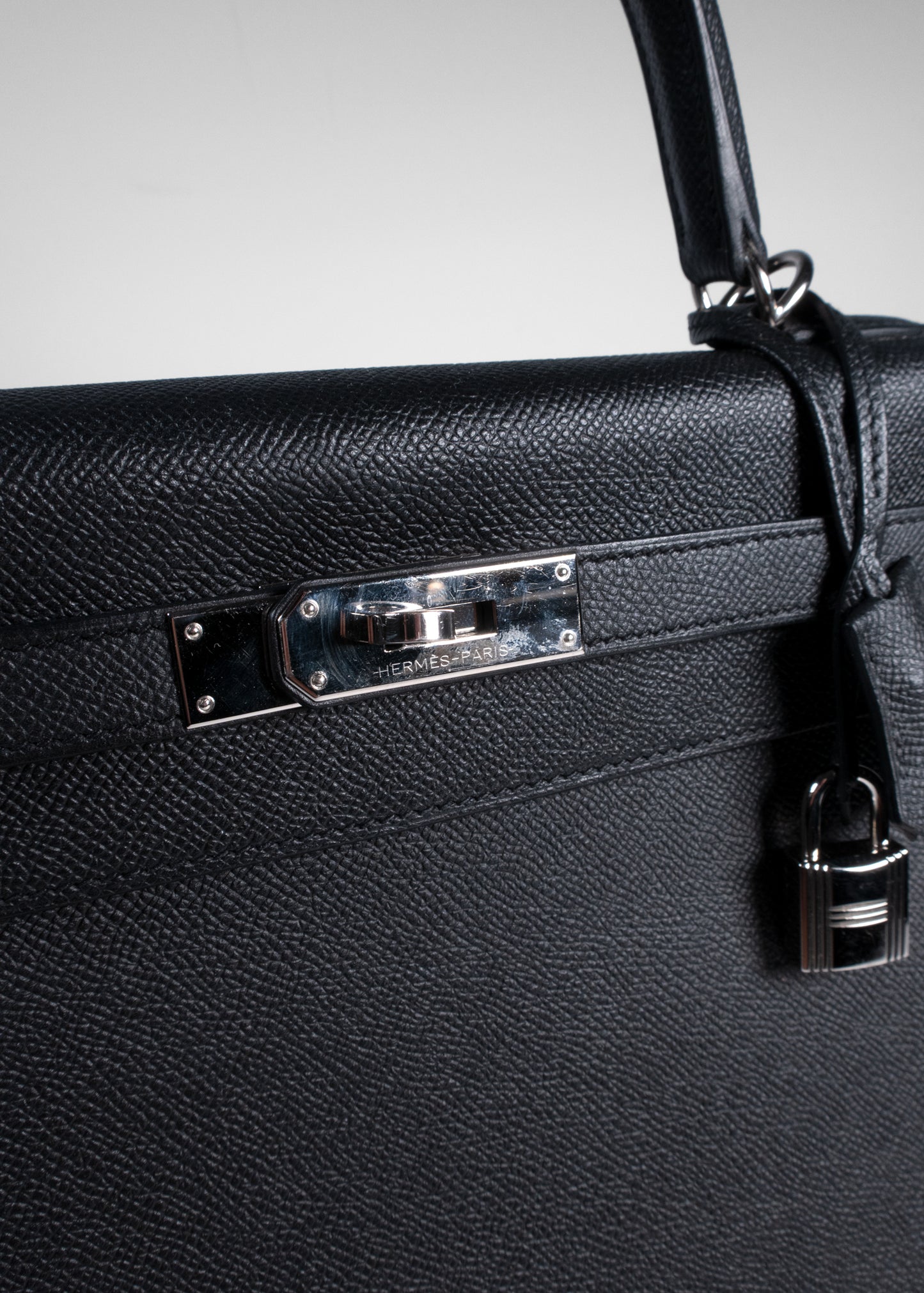 Hermès Kelly Sellier 32 Black Epsom Palladium Hardware