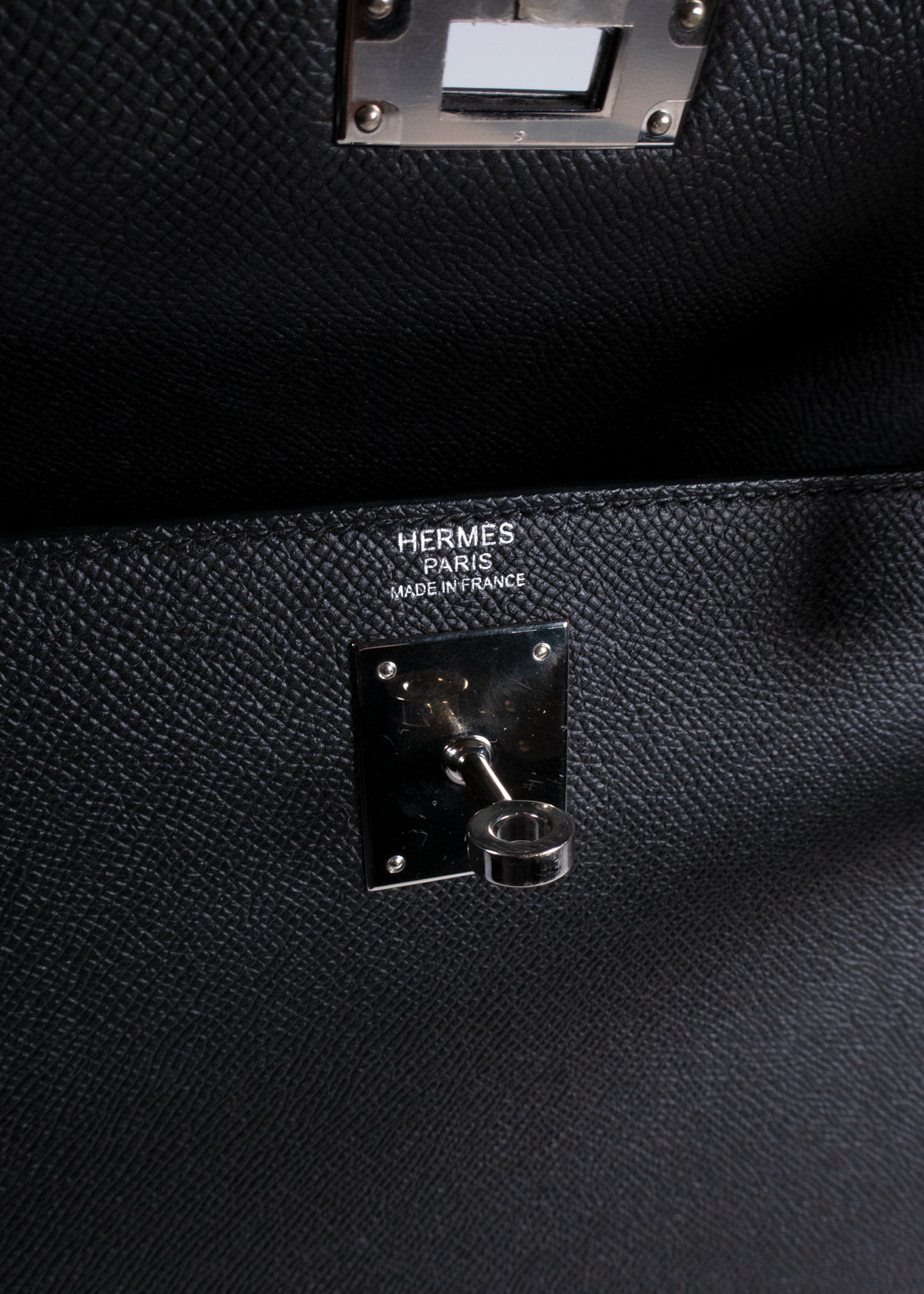 Hermès Kelly Sellier 32 Black Epsom Palladium Hardware