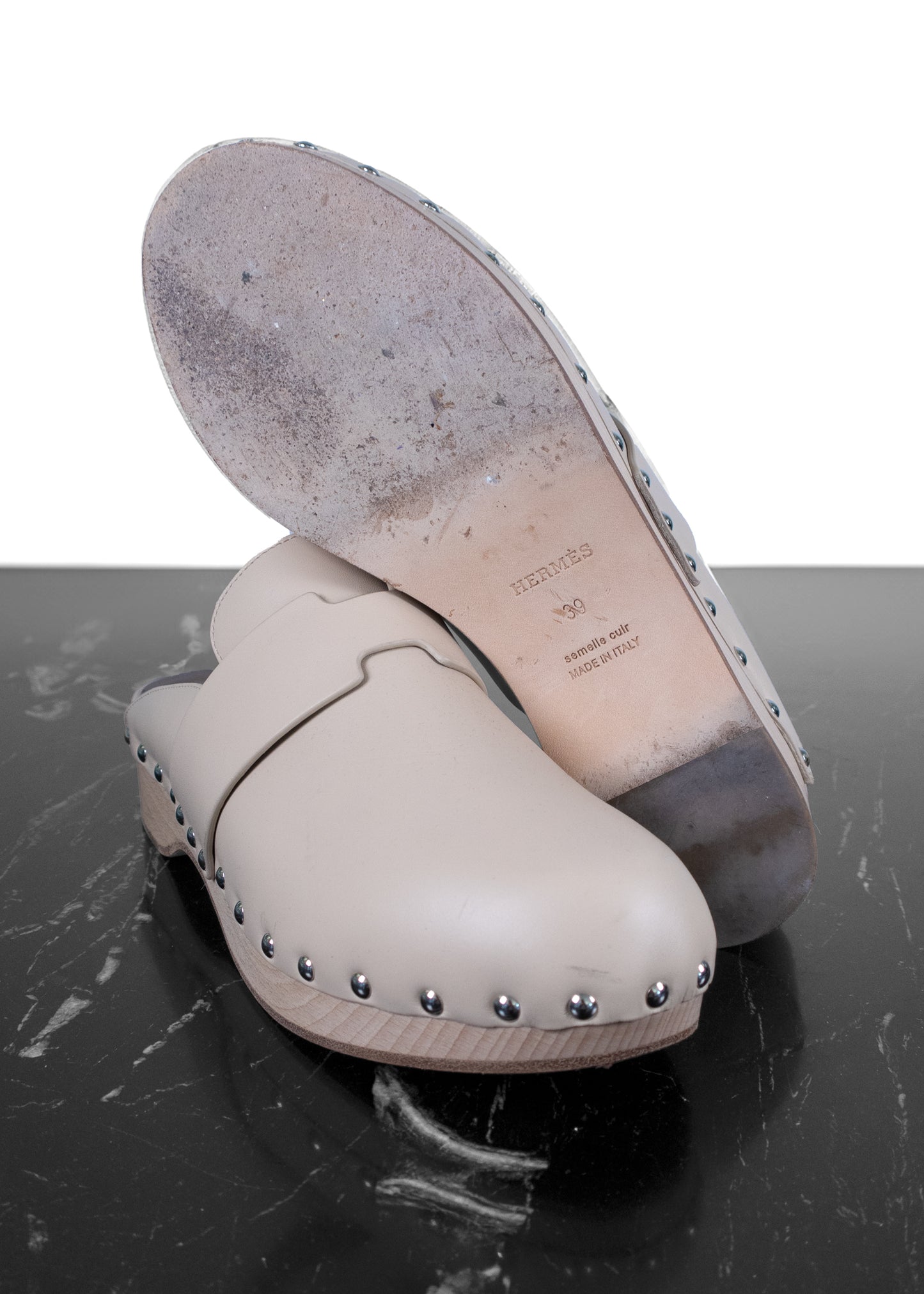Hermès Calya Leather Mules