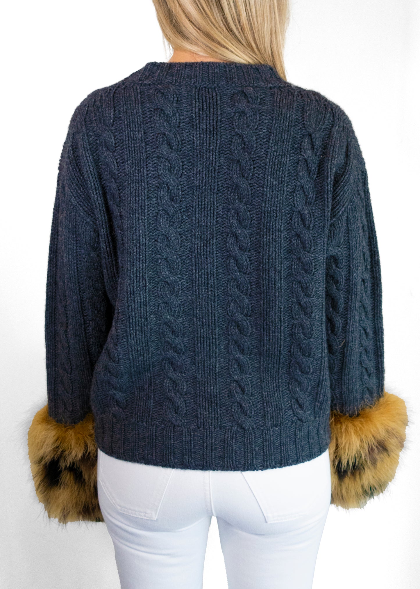 Prada Cashmere Fur Cuffed Sweater