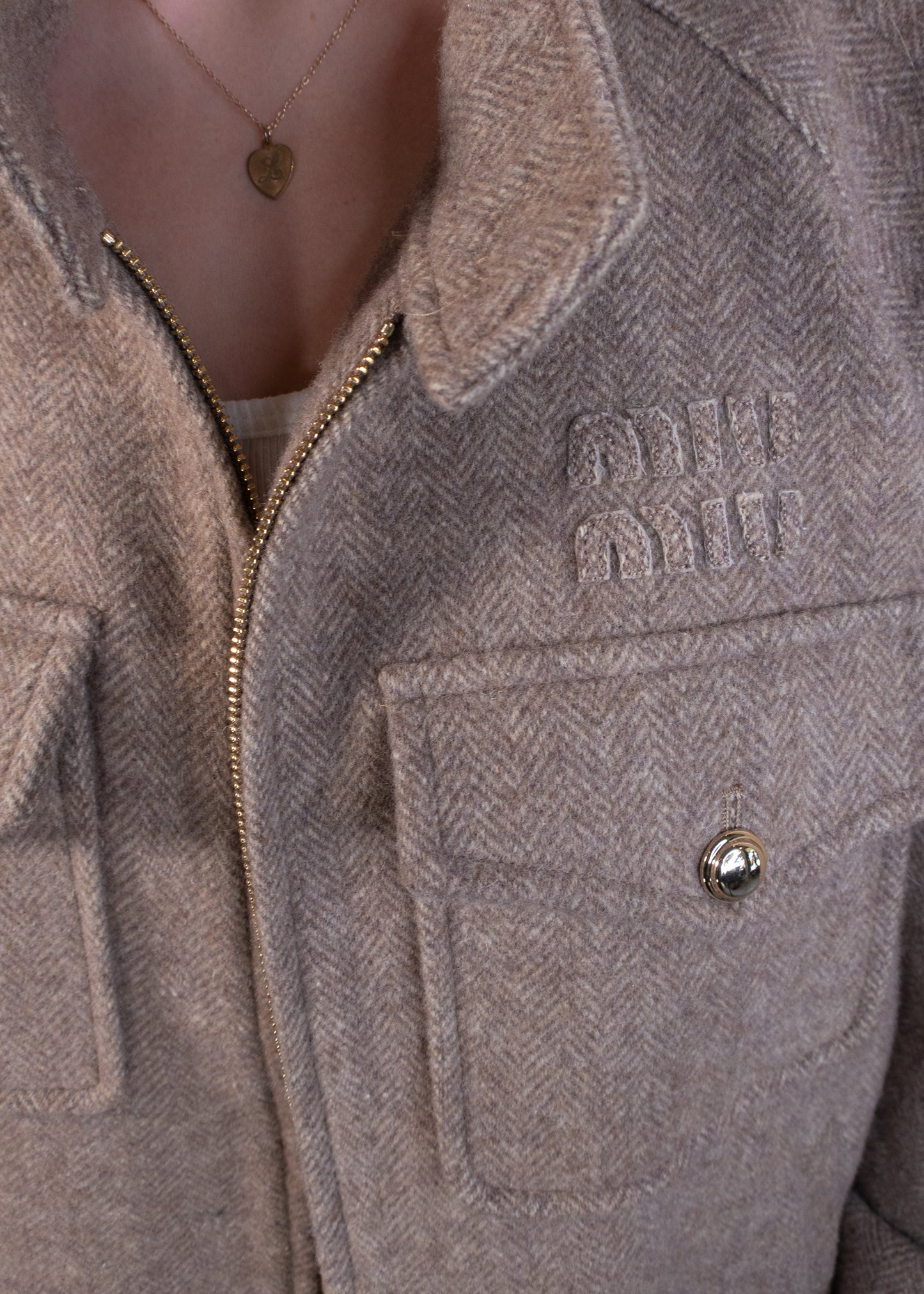 Miu Miu Khaki Chevron Jacket