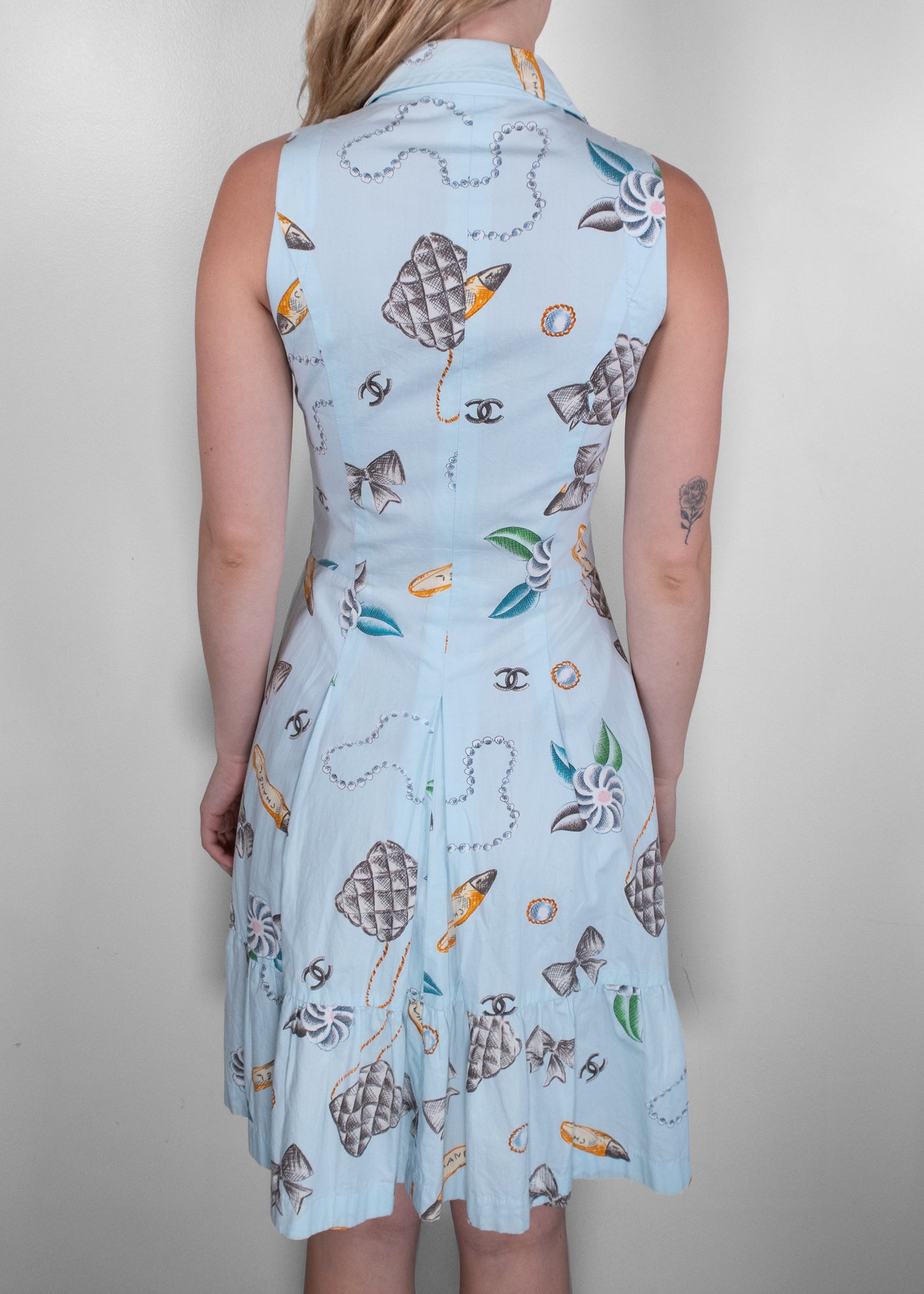 Chanel Blue Cotton Printed Day Dress