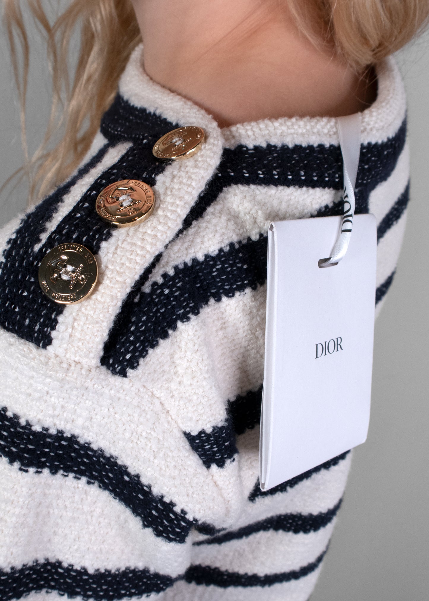 Christian Dior Striped Bouclé Knit Mini Dress