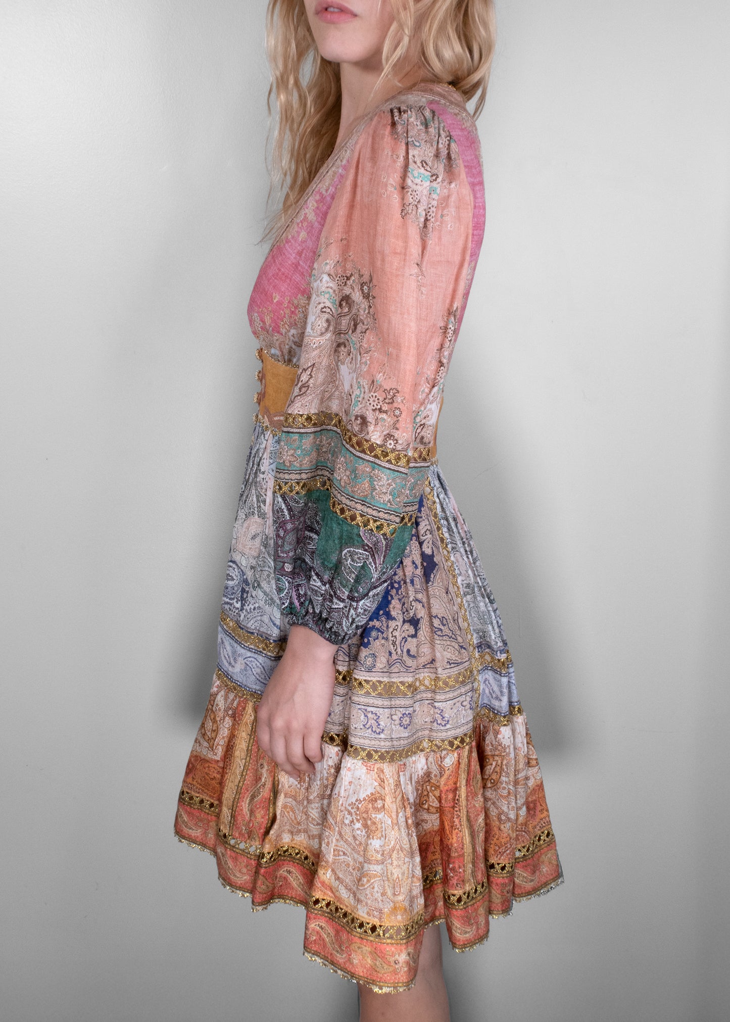 Zimmermann Patchwork Linen Mini Dress