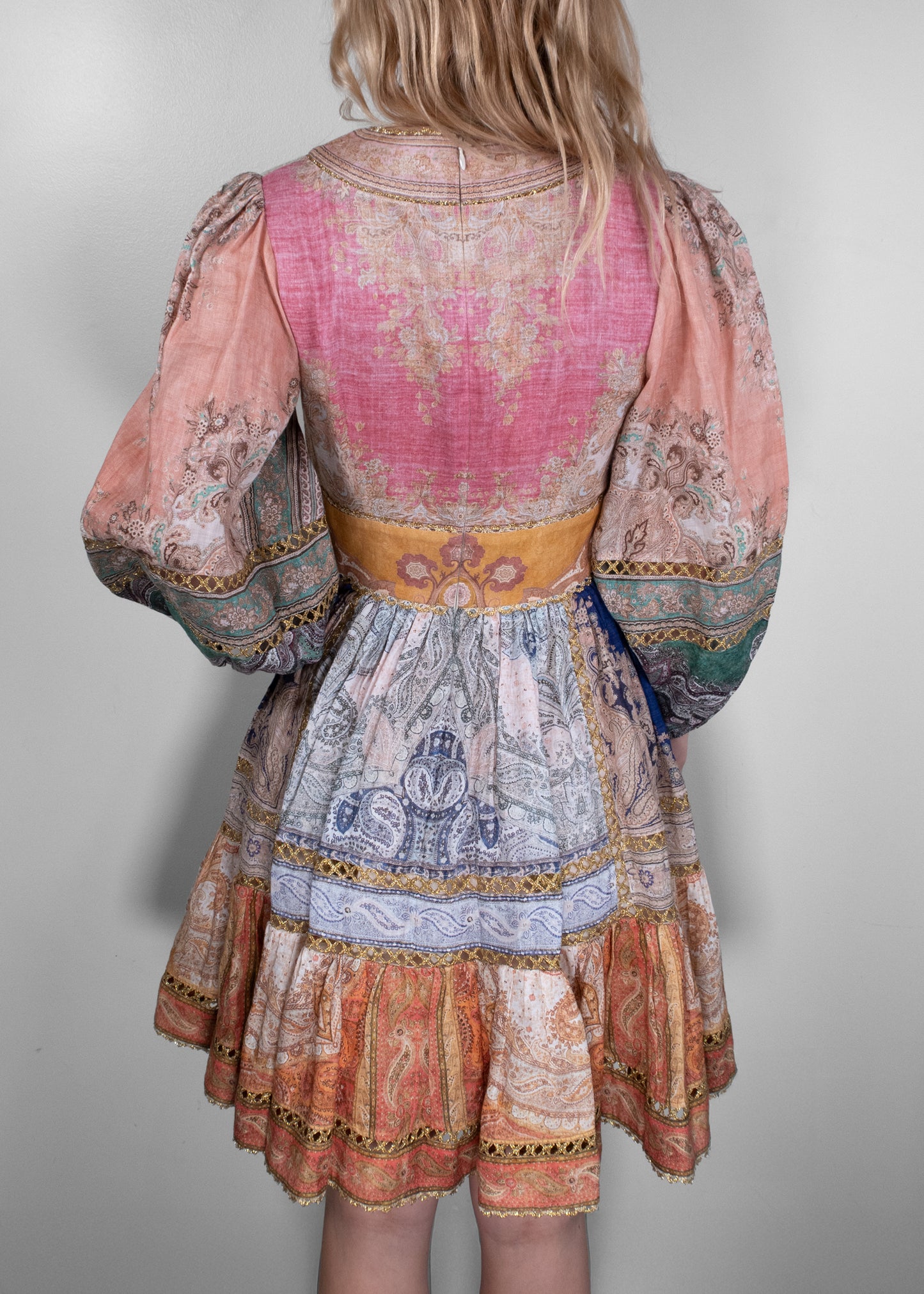 Zimmermann Patchwork Linen Mini Dress