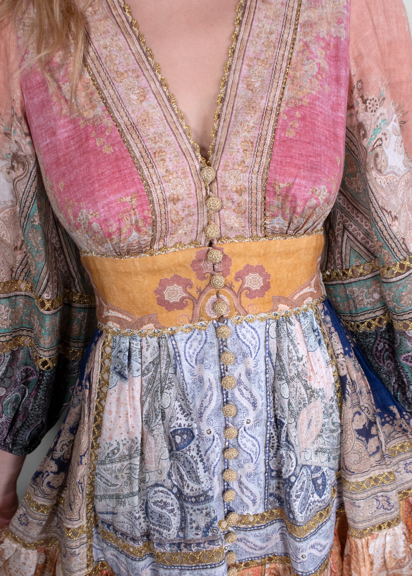 Zimmermann Patchwork Linen Mini Dress