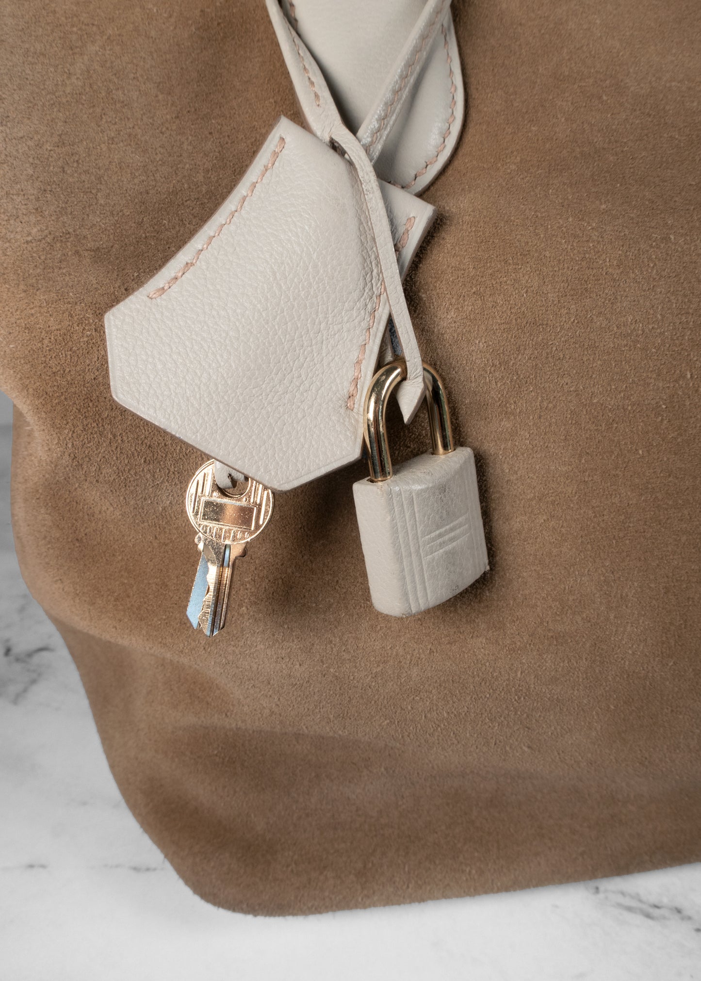 Hermès Toolbox Bag in Veau Grizzly and Evercolor Leather