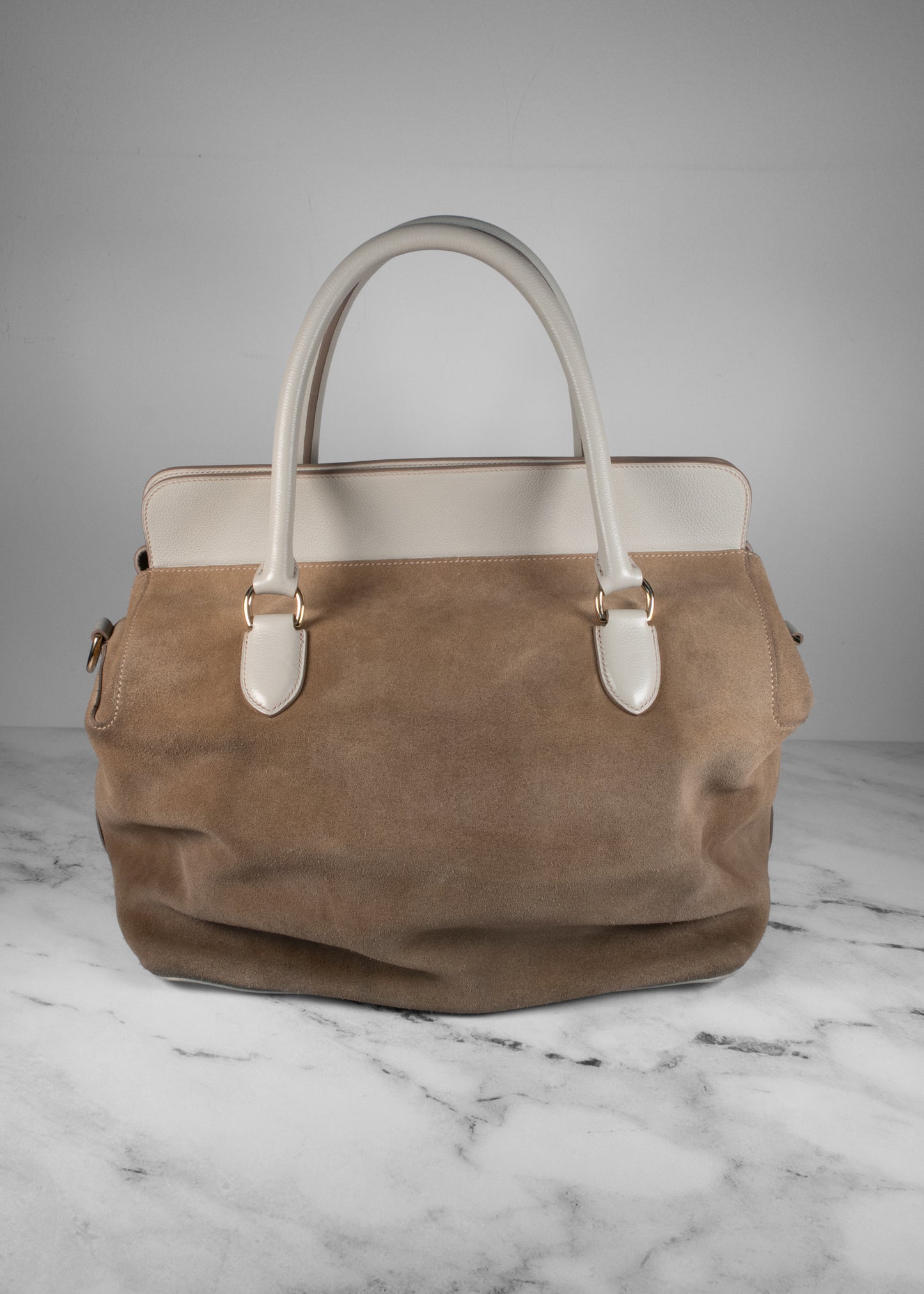 Hermès Toolbox Bag in Veau Grizzly and Evercolor Leather
