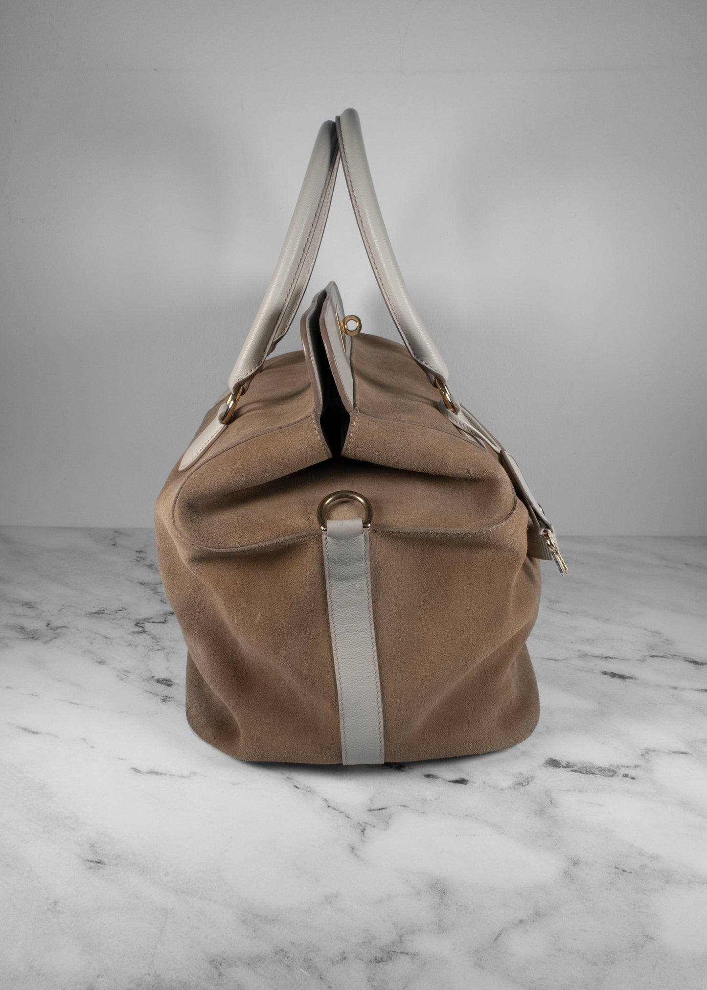 Hermès Toolbox Bag in Veau Grizzly and Evercolor Leather