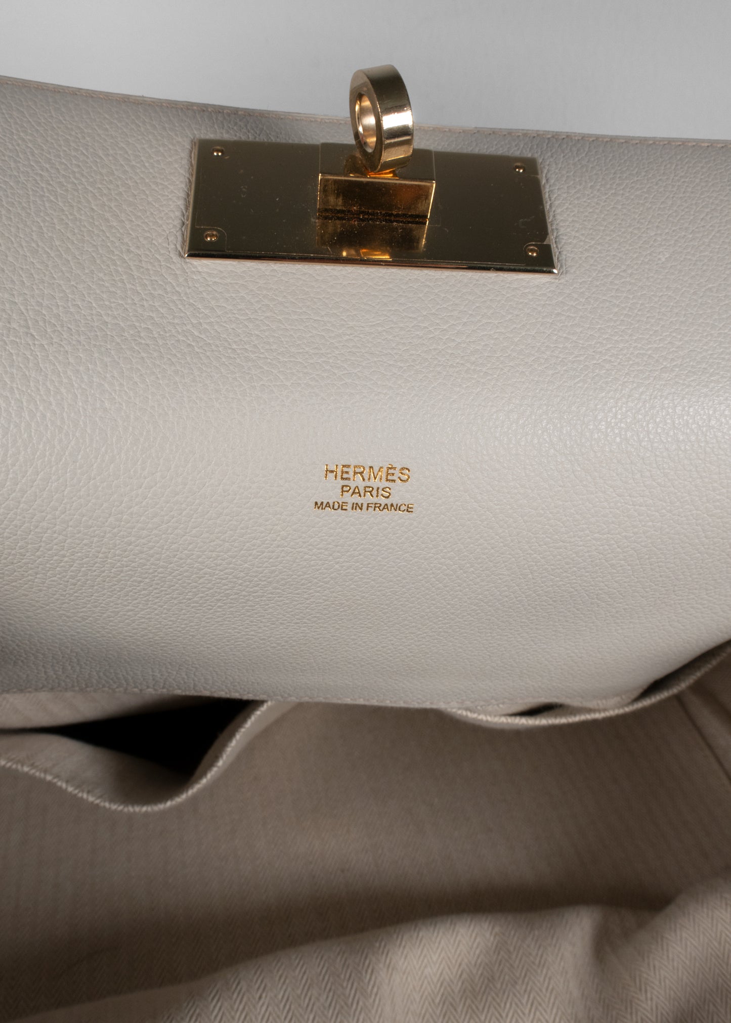 Hermès Toolbox Bag in Veau Grizzly and Evercolor Leather