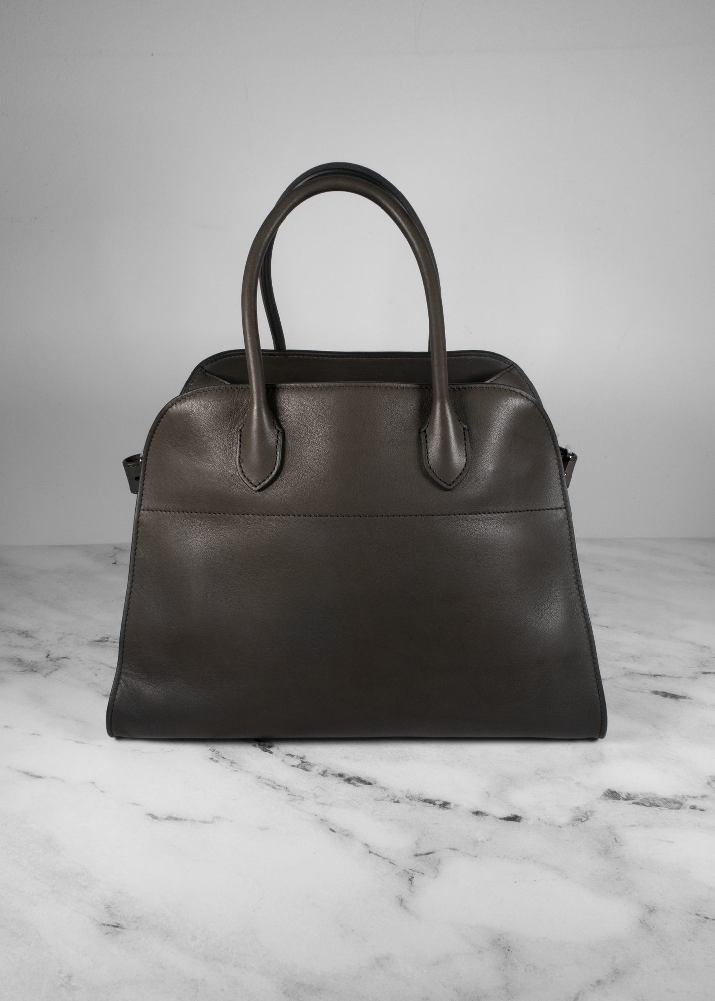 The Row Soft Margaux 12 Tote in Saddle Leather