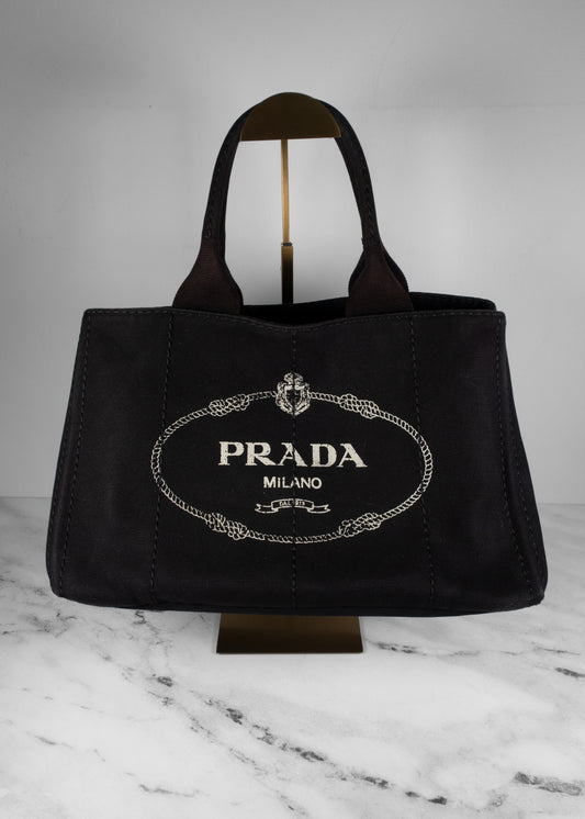 Prada Canapa Logo Tote Black