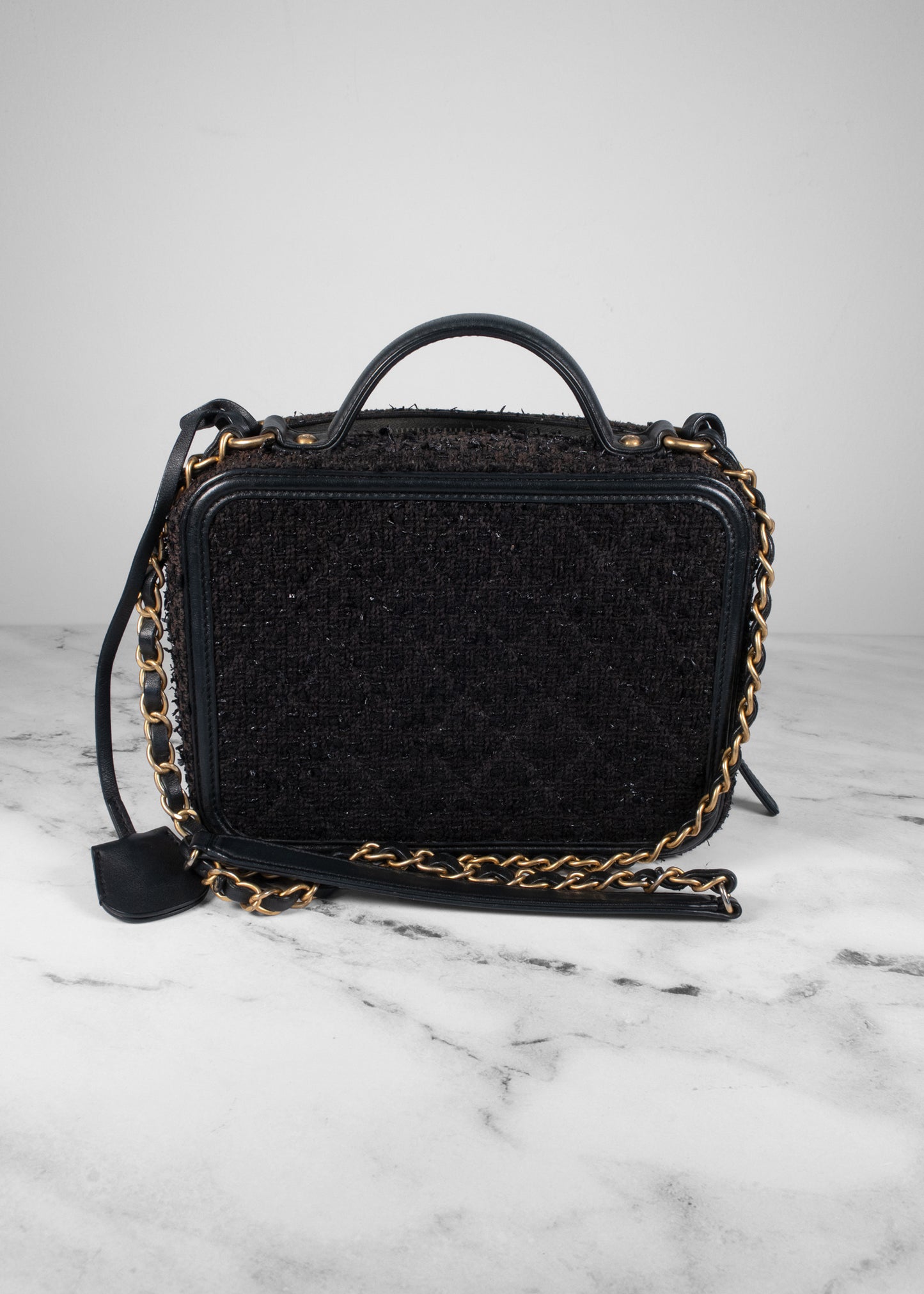 Chanel Tweed Quilted Medium CC Filigree Vanity Case
