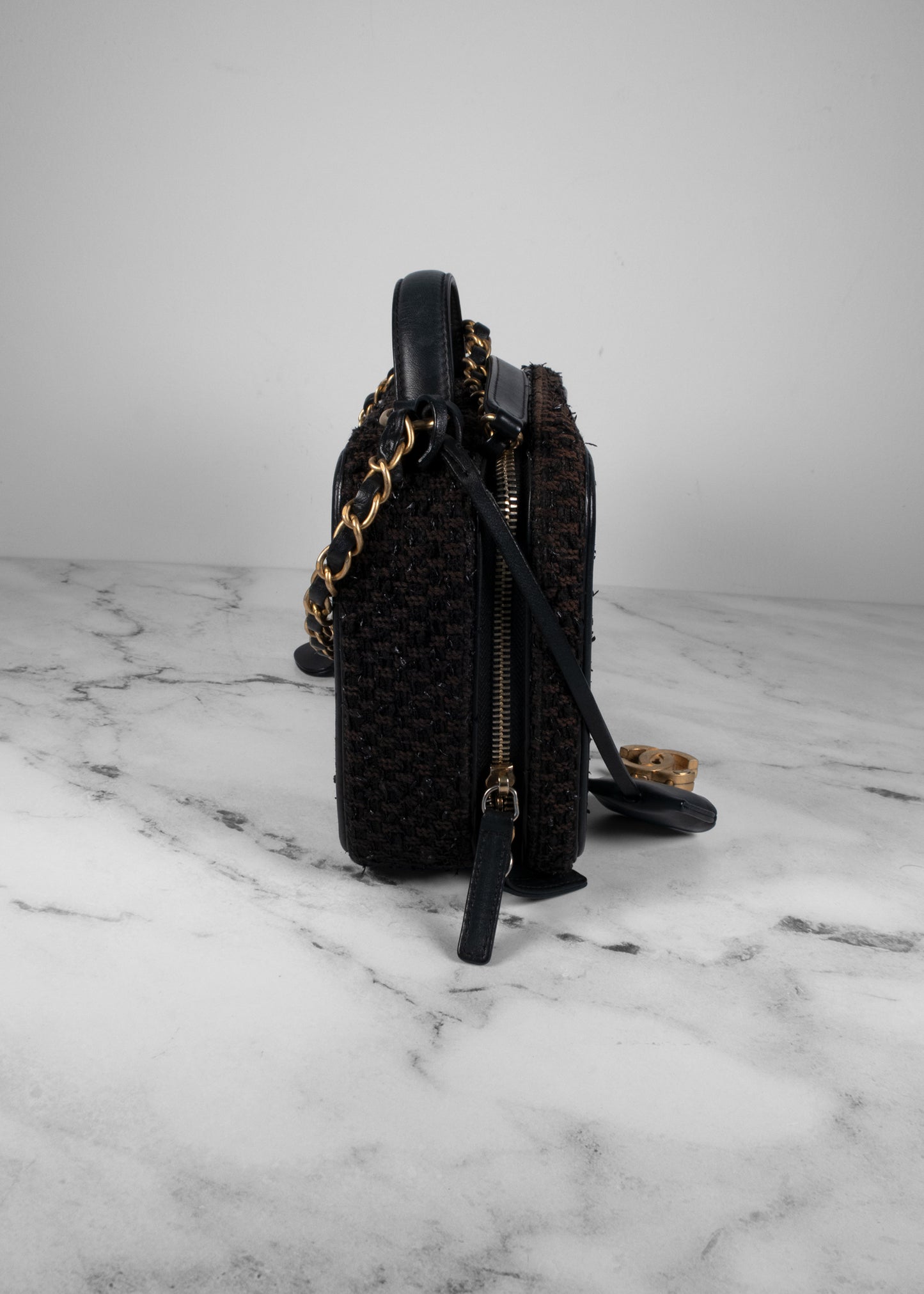 Chanel Tweed Quilted Medium CC Filigree Vanity Case