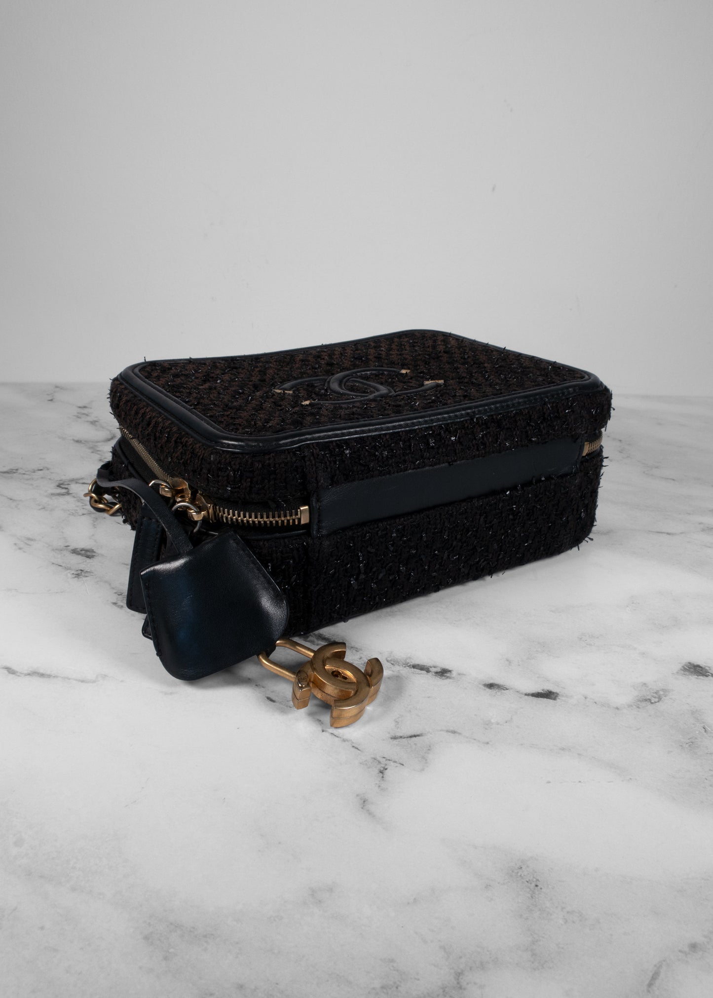 Chanel Tweed Quilted Medium CC Filigree Vanity Case