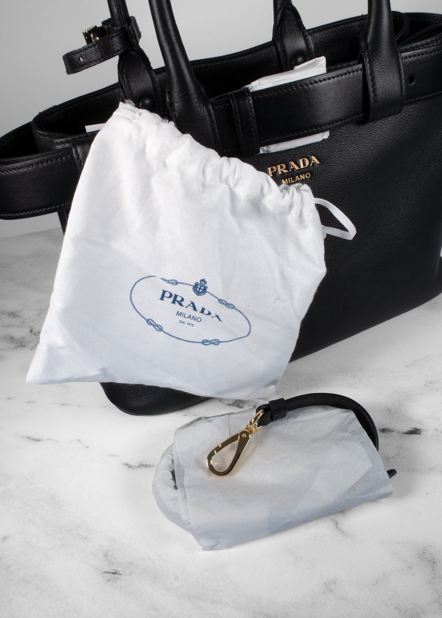 Prada Medium Soft Grain Bag w/ Belt