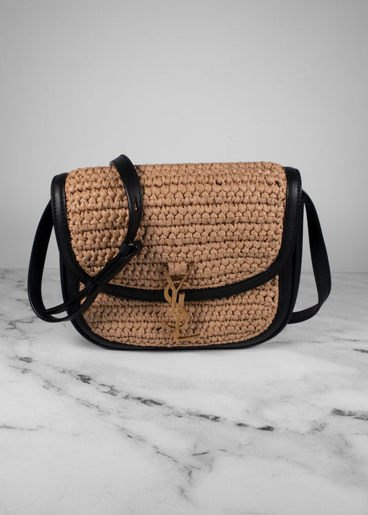 Saint Laurent Woven Raffia Monogram Kaia Satchel