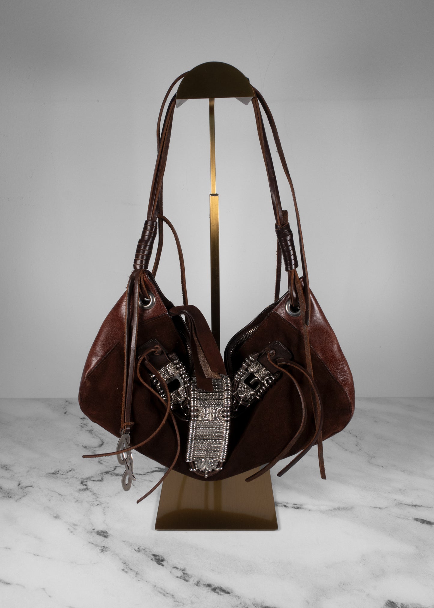 Dolce & Gabbana Dark Brown Suede Shoulder Bag