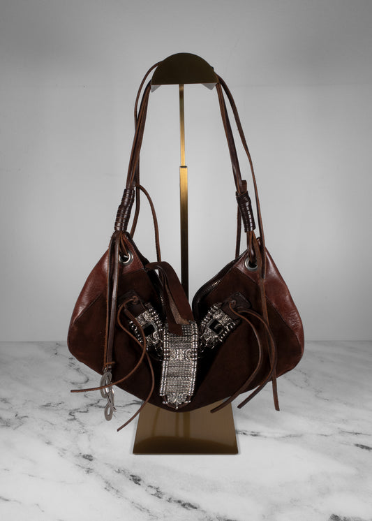 Dolce & Gabbana Dark Brown Suede Shoulder Bag